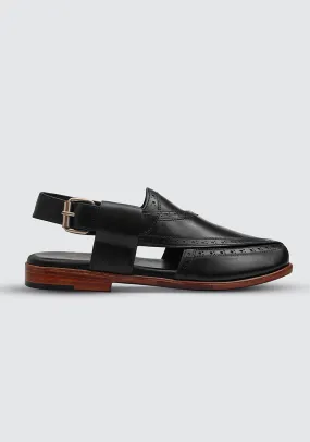 Classic Leather Black Peshaweri Chappal