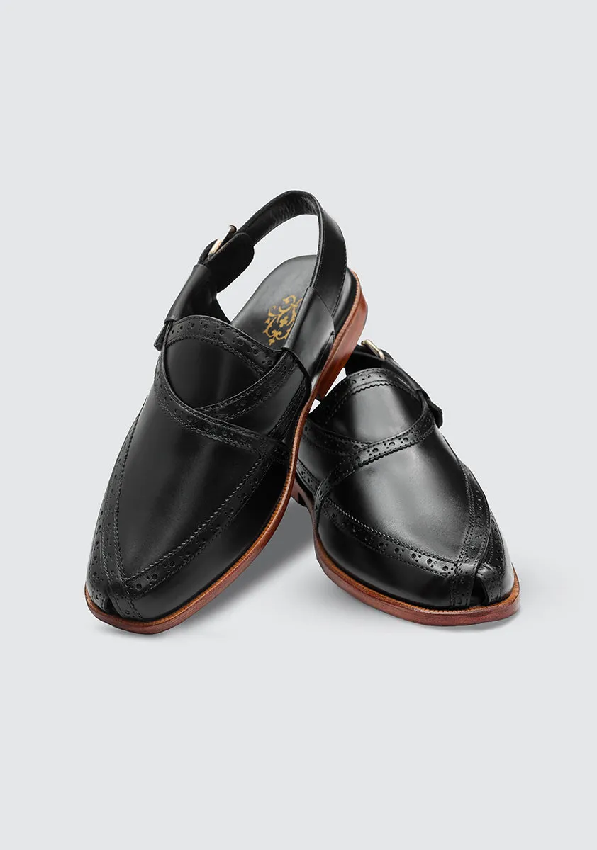 Classic Leather Black Peshaweri Chappal