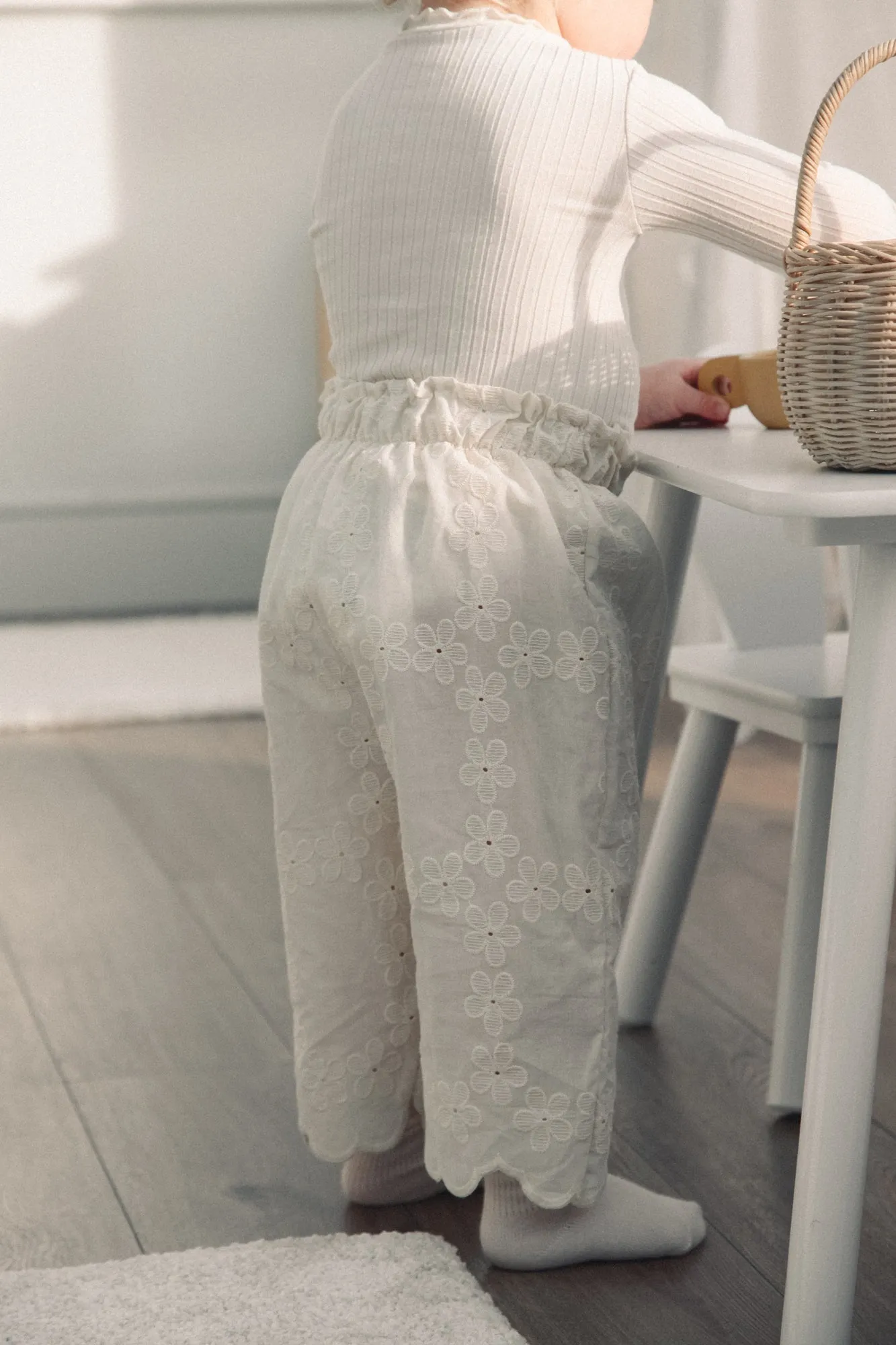 Cream Daisy Embroidered Culottes