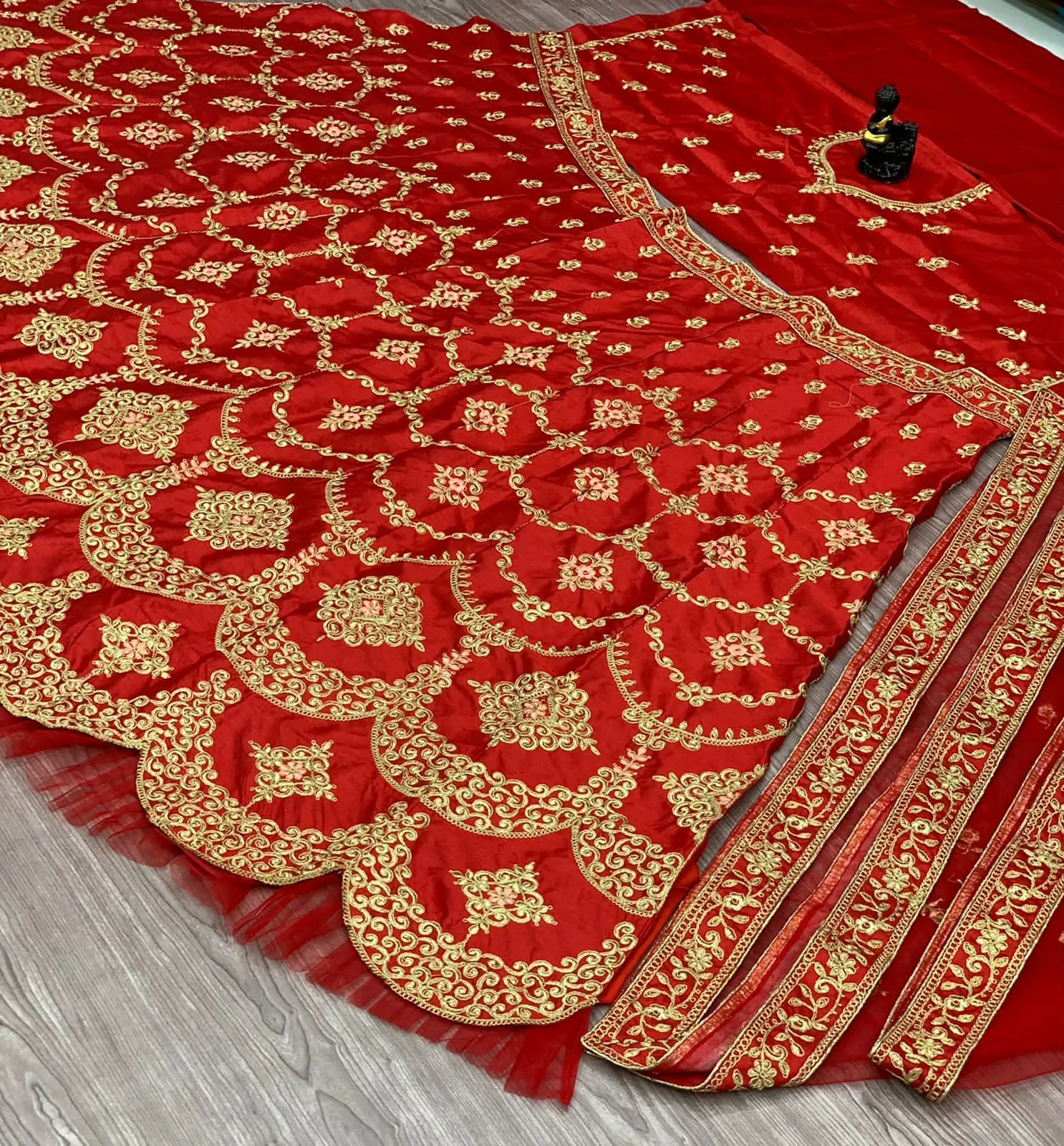 Dazzling Red Heavy Malay Silk Heavy Coding Embroidery Work Lehenga Choli