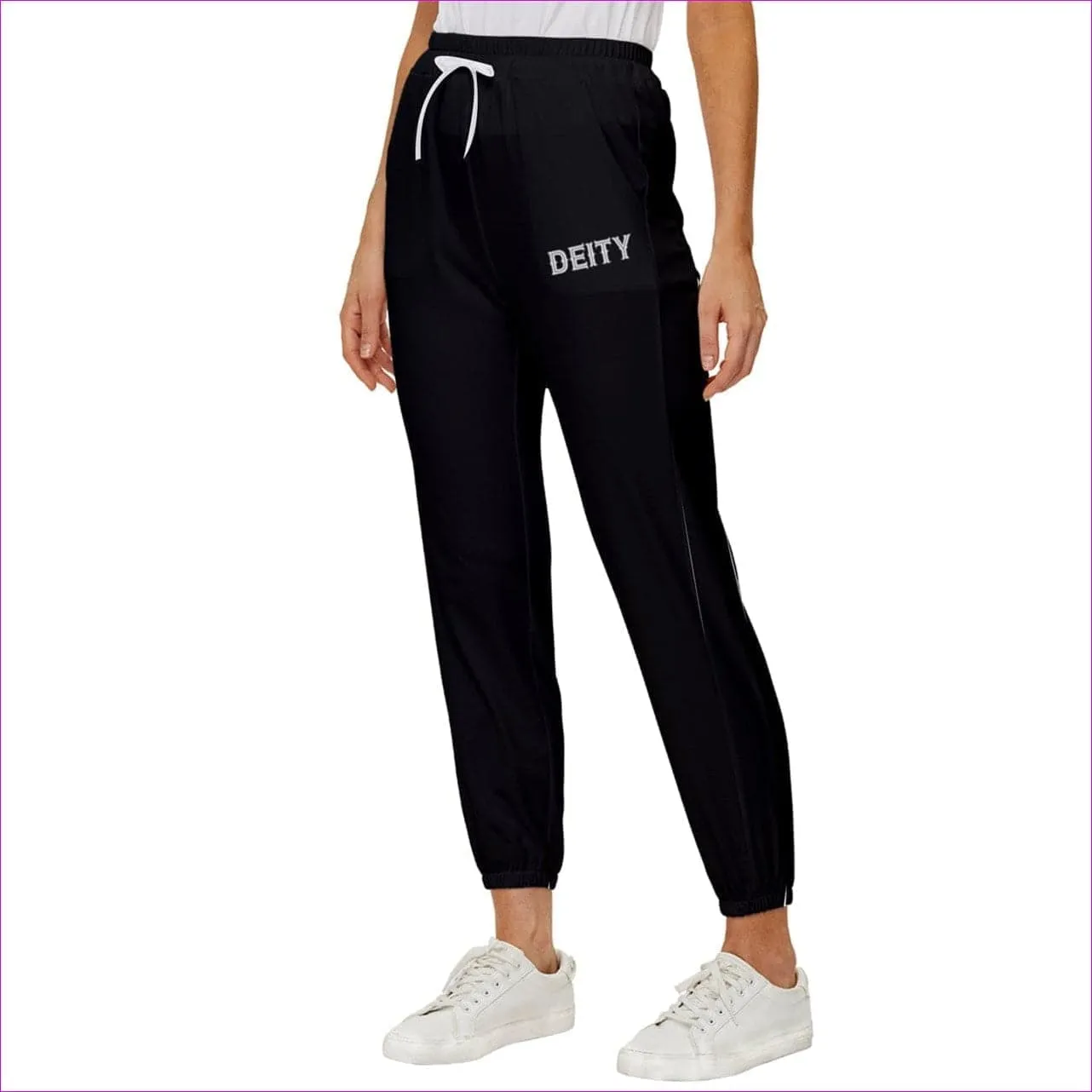 Deity Cropped Drawstring Pants - Black