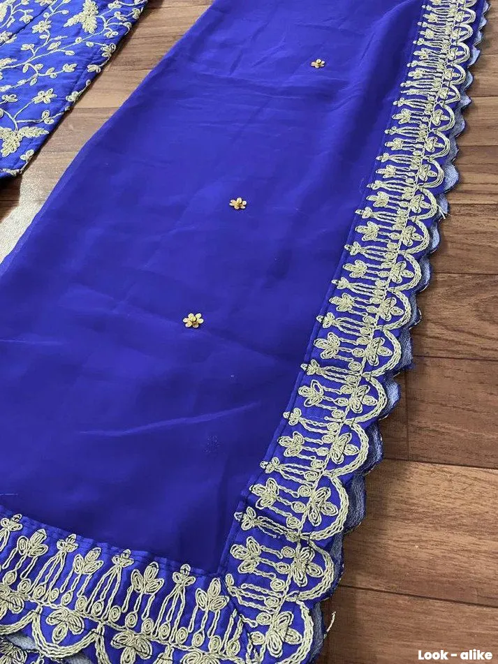 Elegant Royal Blue Color Rich Embroidery Work Wedding Lehenga Choli