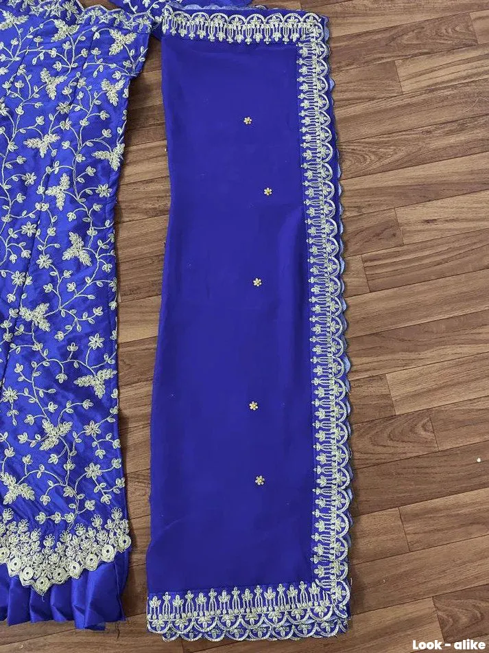 Elegant Royal Blue Color Rich Embroidery Work Wedding Lehenga Choli