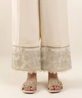 Embroidered Raw Silk Culottes