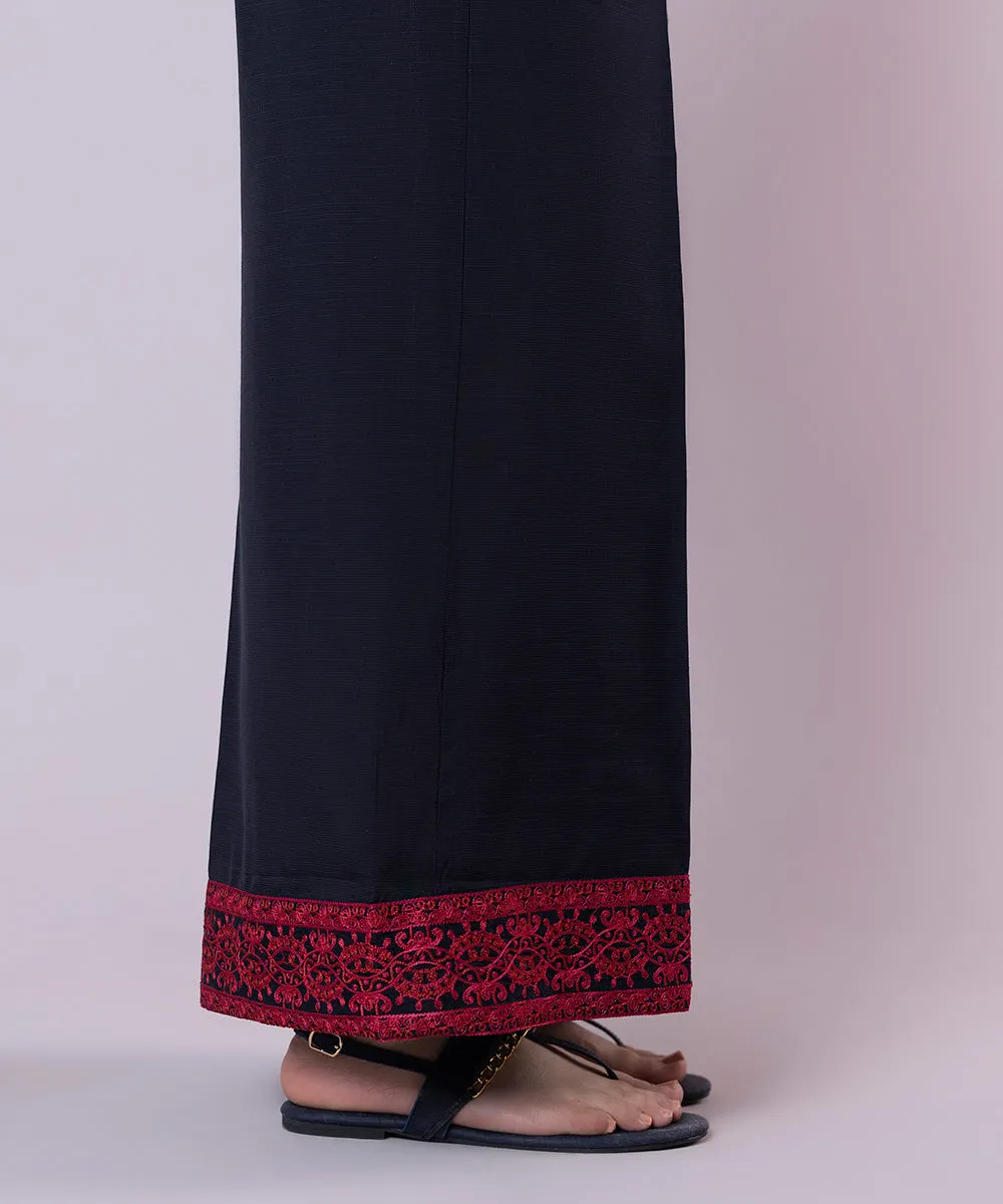 Embroidered Raw Silk Culottes