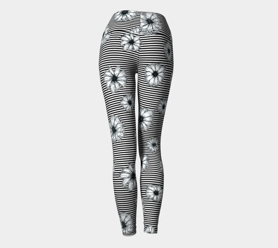 Floral Striped Yoga Leggings