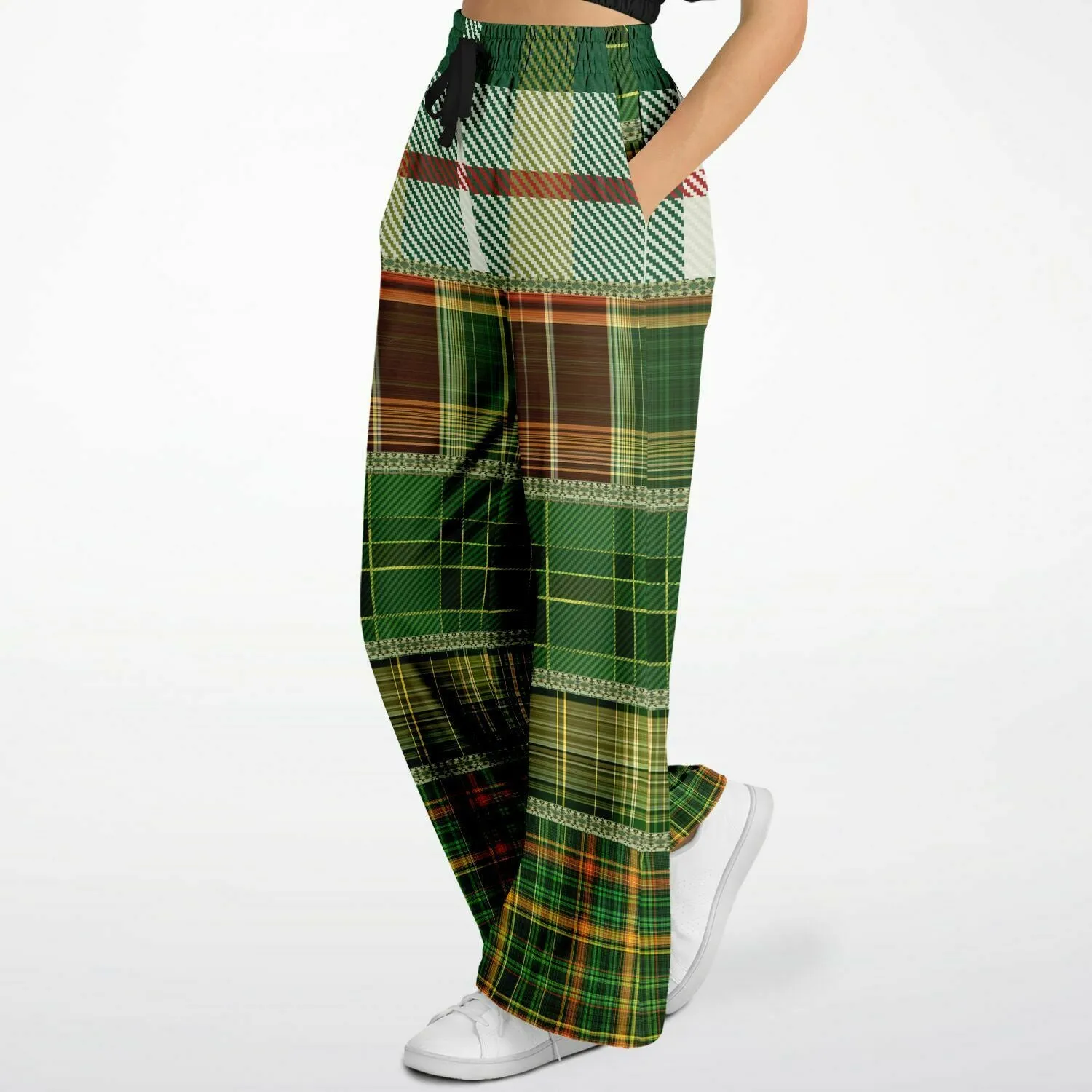 Green Nantucket Plaid Eco-Poly Stretchy Phat Bellbottoms