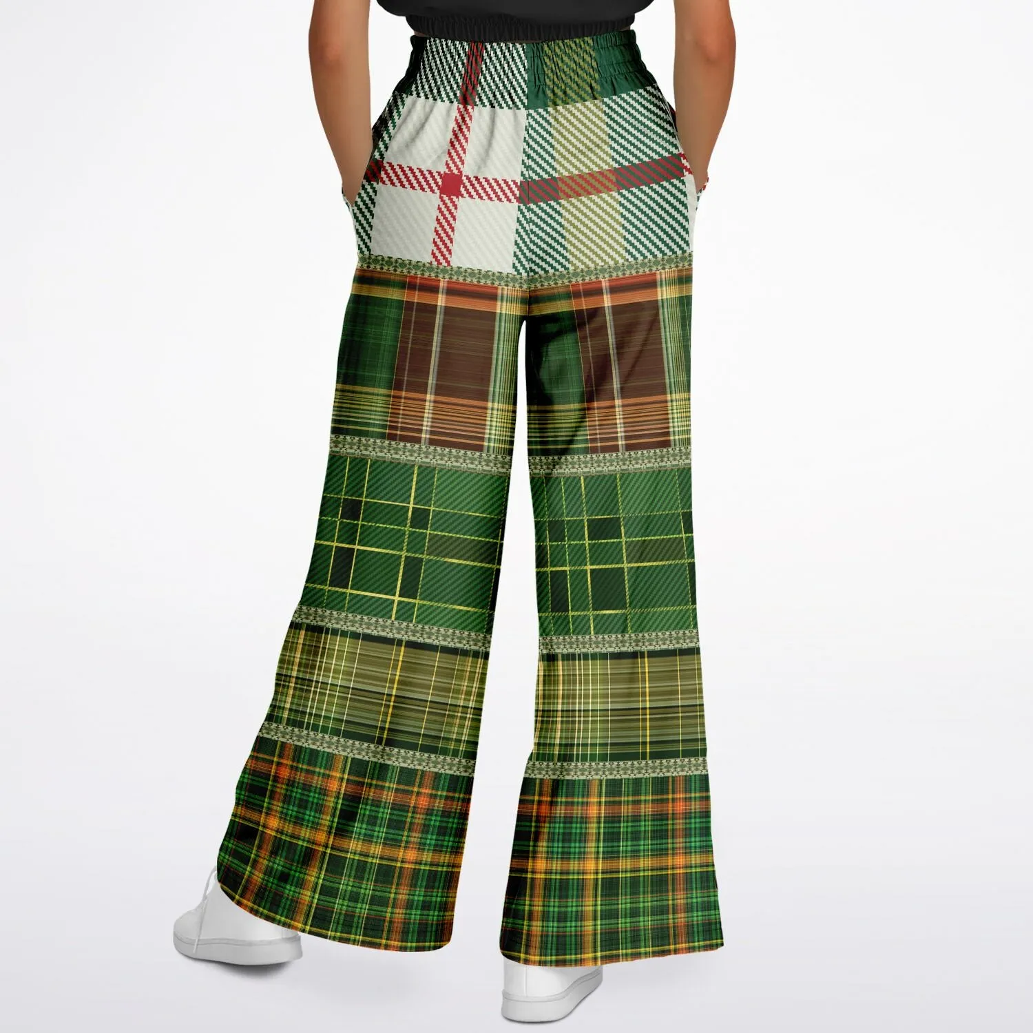 Green Nantucket Plaid Eco-Poly Stretchy Phat Bellbottoms