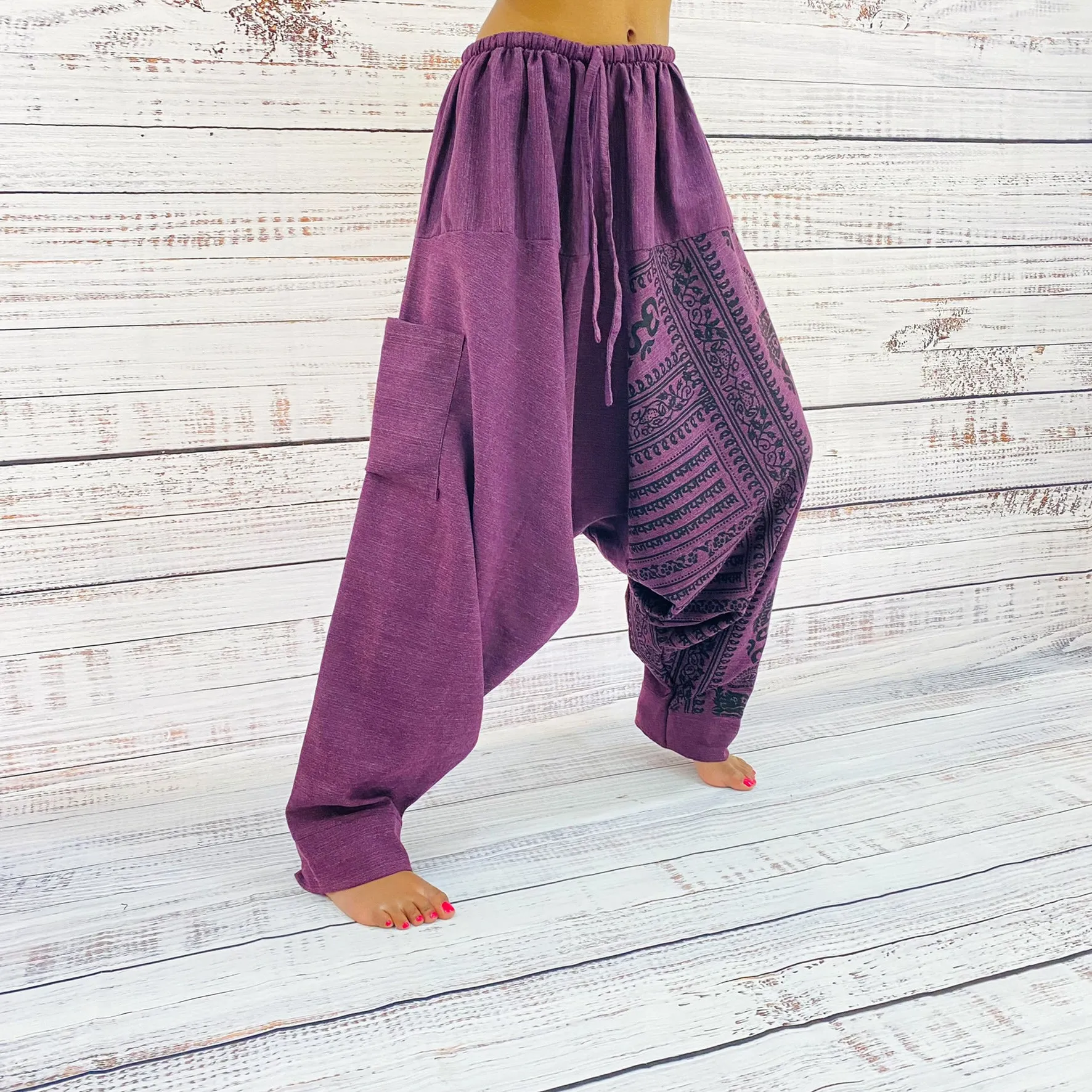 Hand Dyed Om Aladdin Unisex Harem Pants