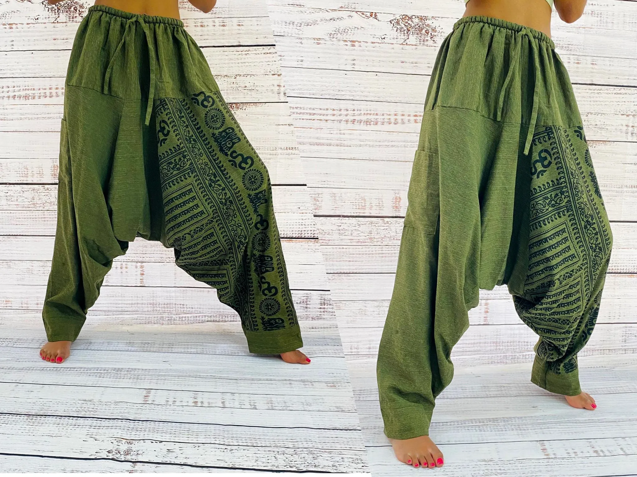 Hand Dyed Om Aladdin Unisex Harem Pants