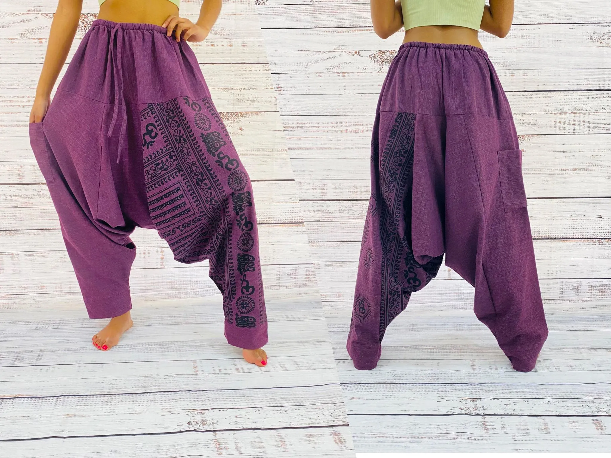 Hand Dyed Om Aladdin Unisex Harem Pants