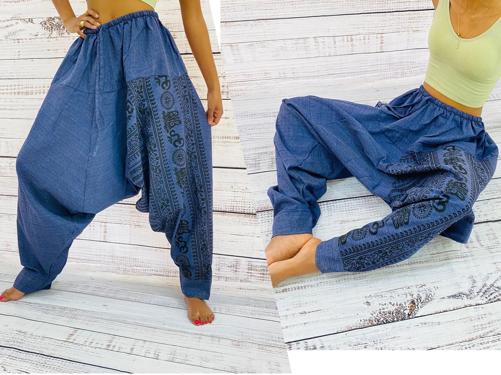 Hand Dyed Om Aladdin Unisex Harem Pants