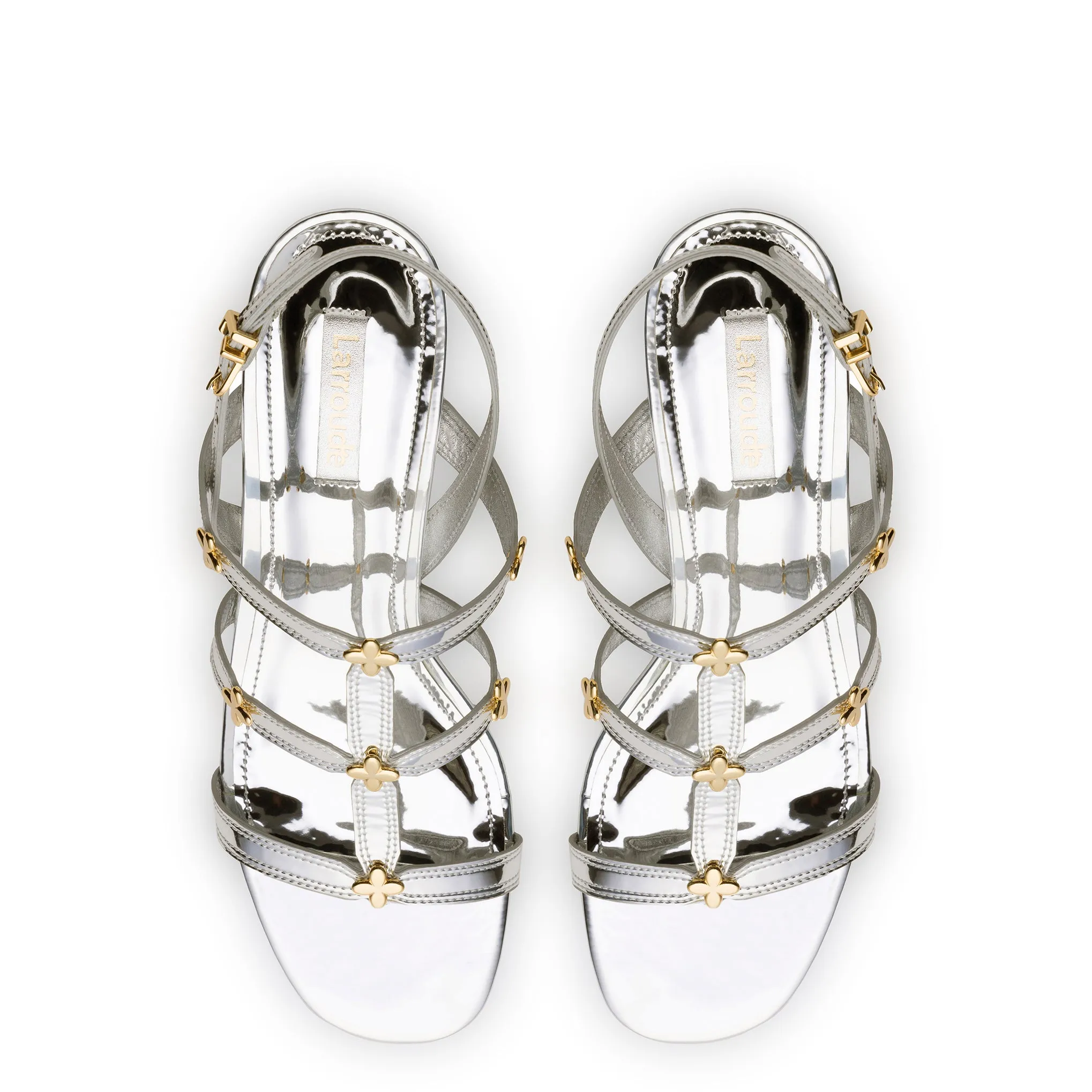 Harmony Block Sandal In Silver Specchio