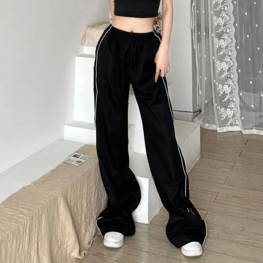 High Waist Striped Loose-Fit Wide-Leg Sweatpants dd20