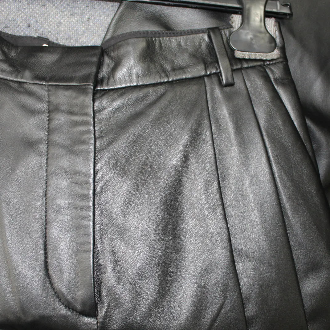 Joseph Brand New 895 Black Timo Nappa Leather Culottes XS