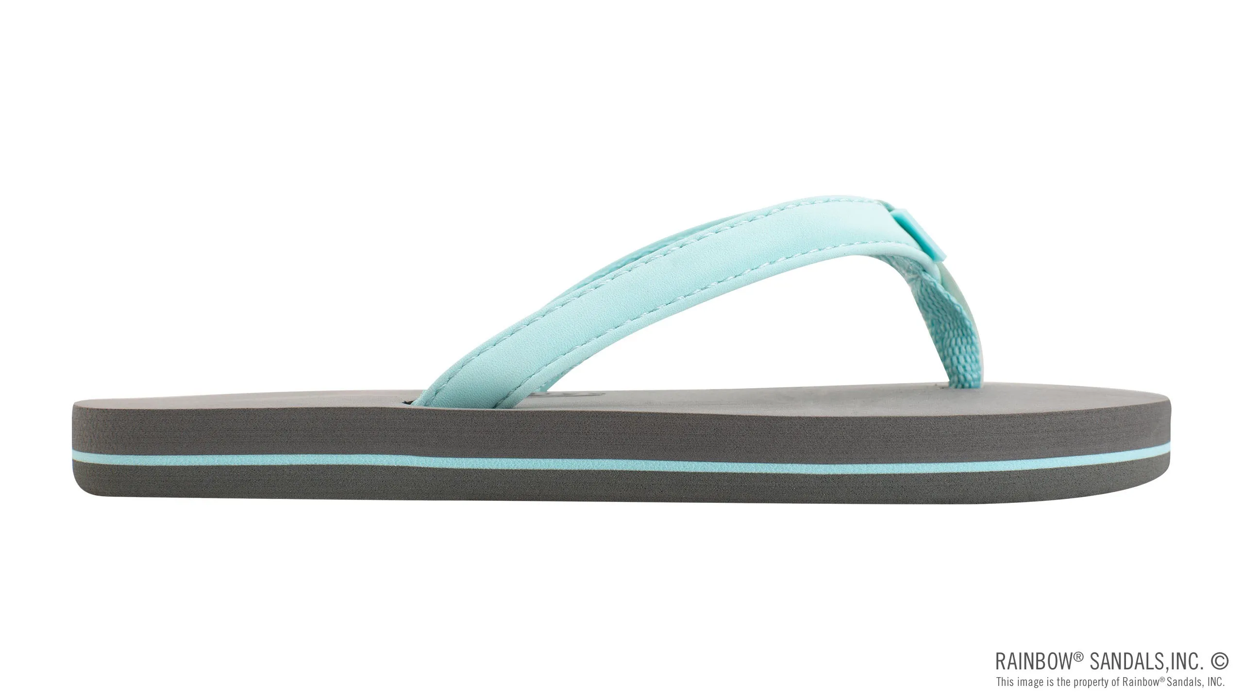 Kids Grombow - Soft Rubber Top Sole with 1/2" Narrow Strap and Pin line in Aqua