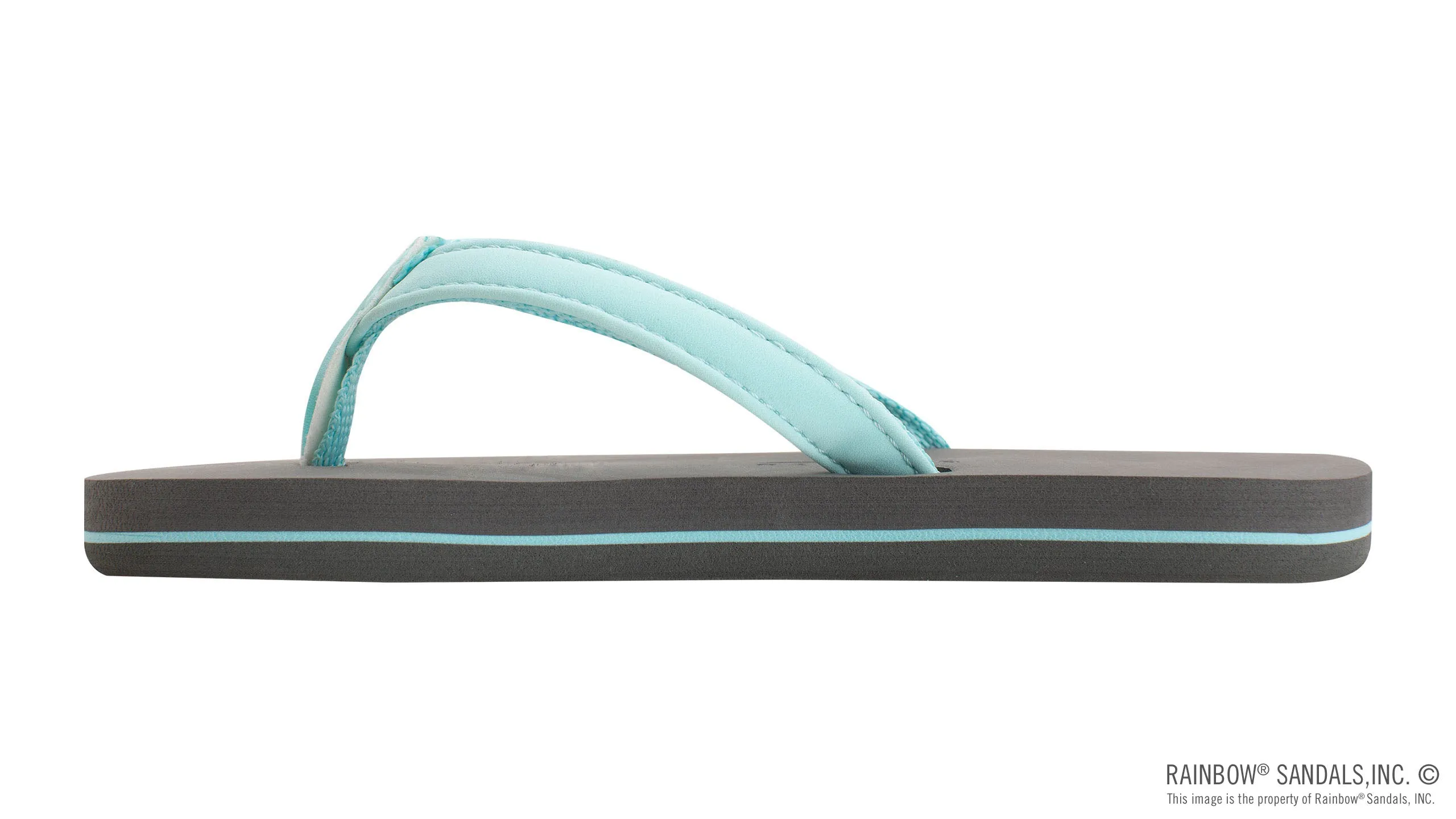 Kids Grombow - Soft Rubber Top Sole with 1/2" Narrow Strap and Pin line in Aqua