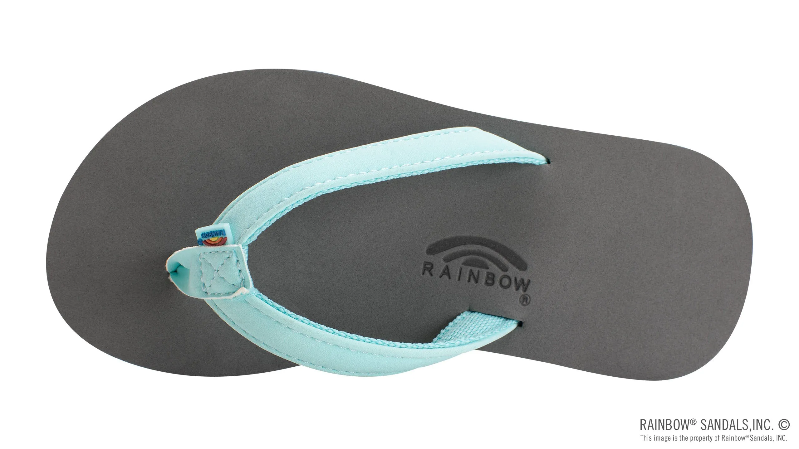 Kids Grombow - Soft Rubber Top Sole with 1/2" Narrow Strap and Pin line in Aqua