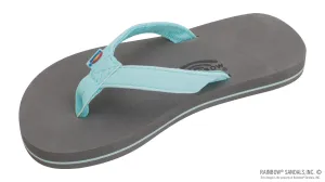 Kids Grombow - Soft Rubber Top Sole with 1/2" Narrow Strap and Pin line in Aqua