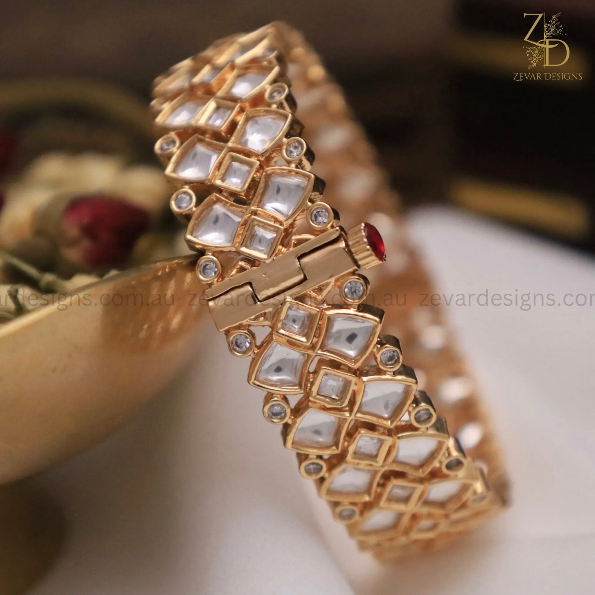 Kundan Polki Bangles - Openable