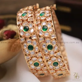 Kundan Polki Kadas - Emerald Green