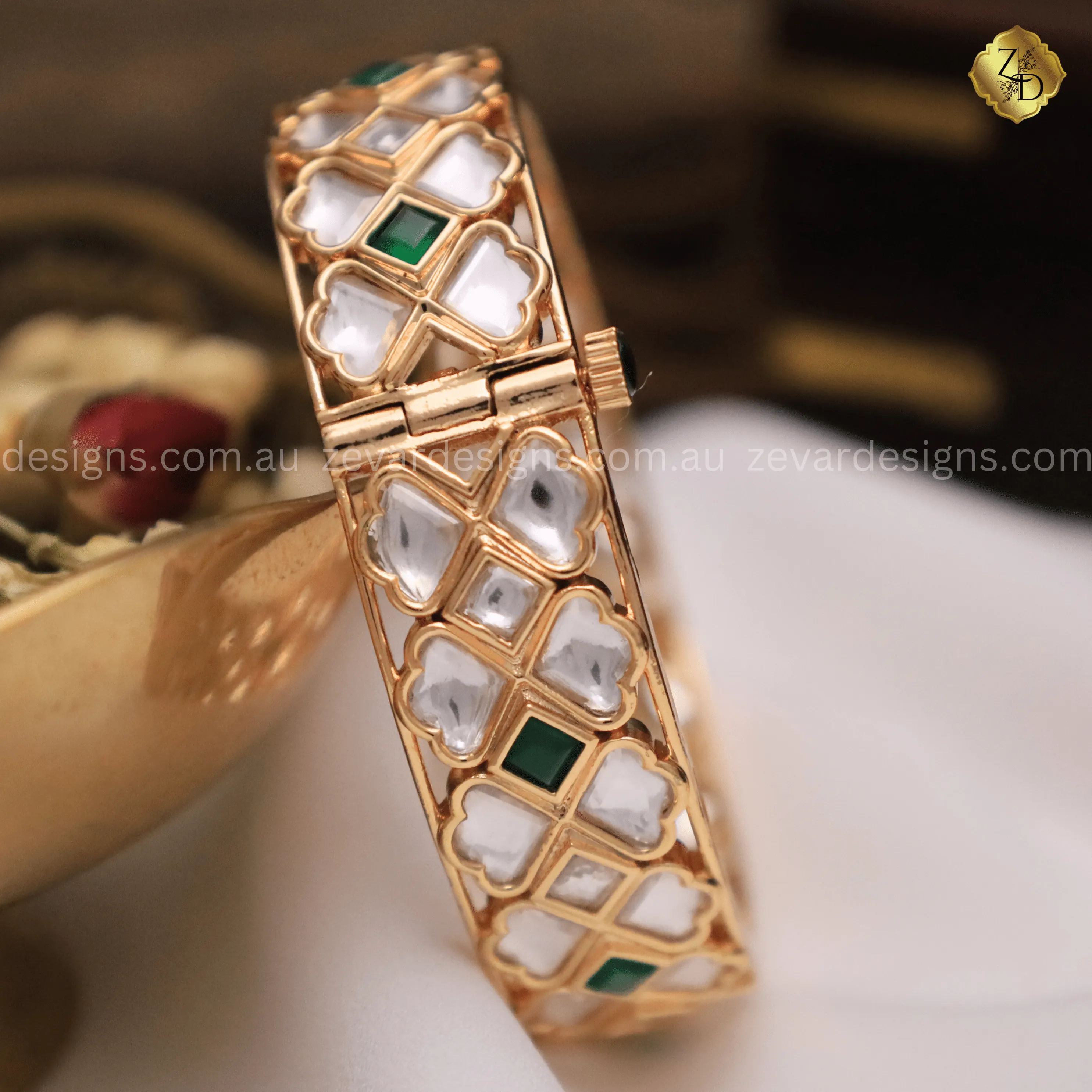 Kundan Polki Kadas - Emerald Green