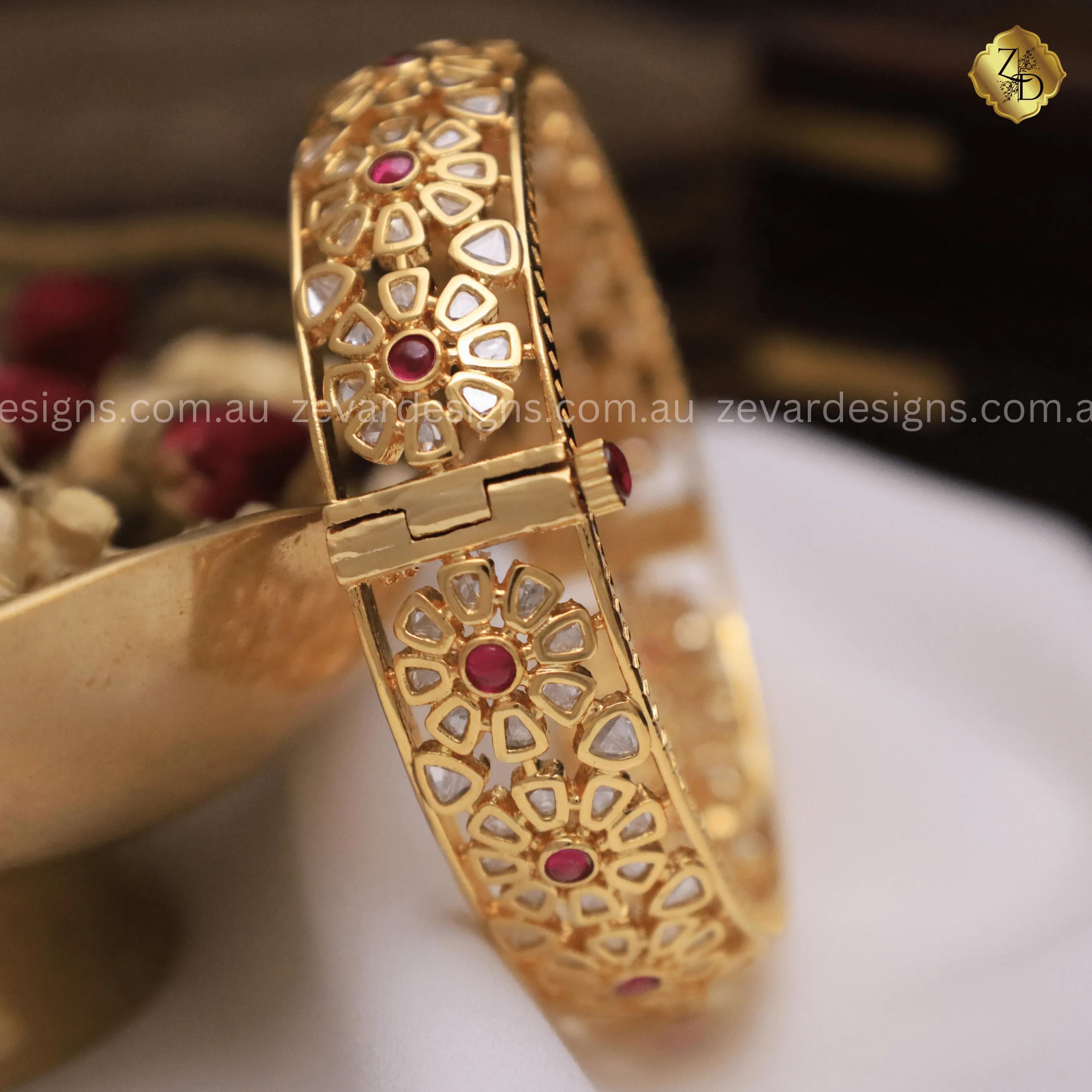 Kundan Polki Kadas - Ruby Red