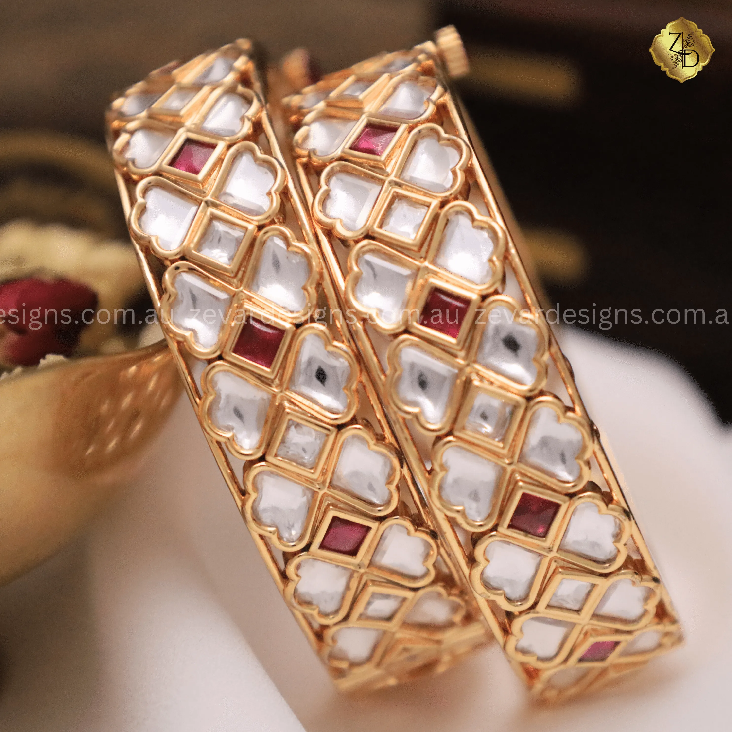 Kundan Polki Kadas - Ruby Red