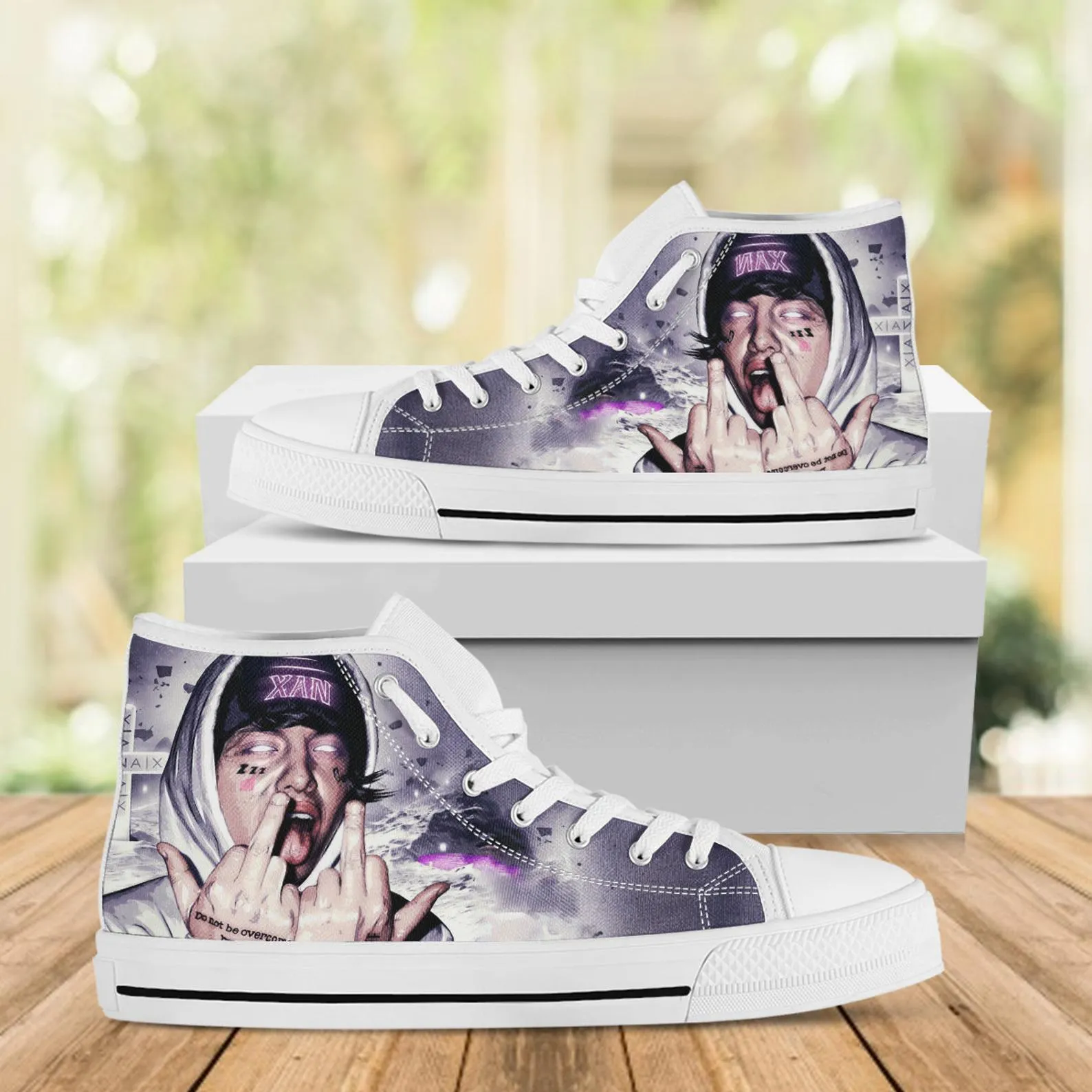 Lil Xan Custom Shoes, Custom Music Shoes, Music Hightops, Rapper Lil Xan Shoes, Hip Hop, Rapper Hi Tops