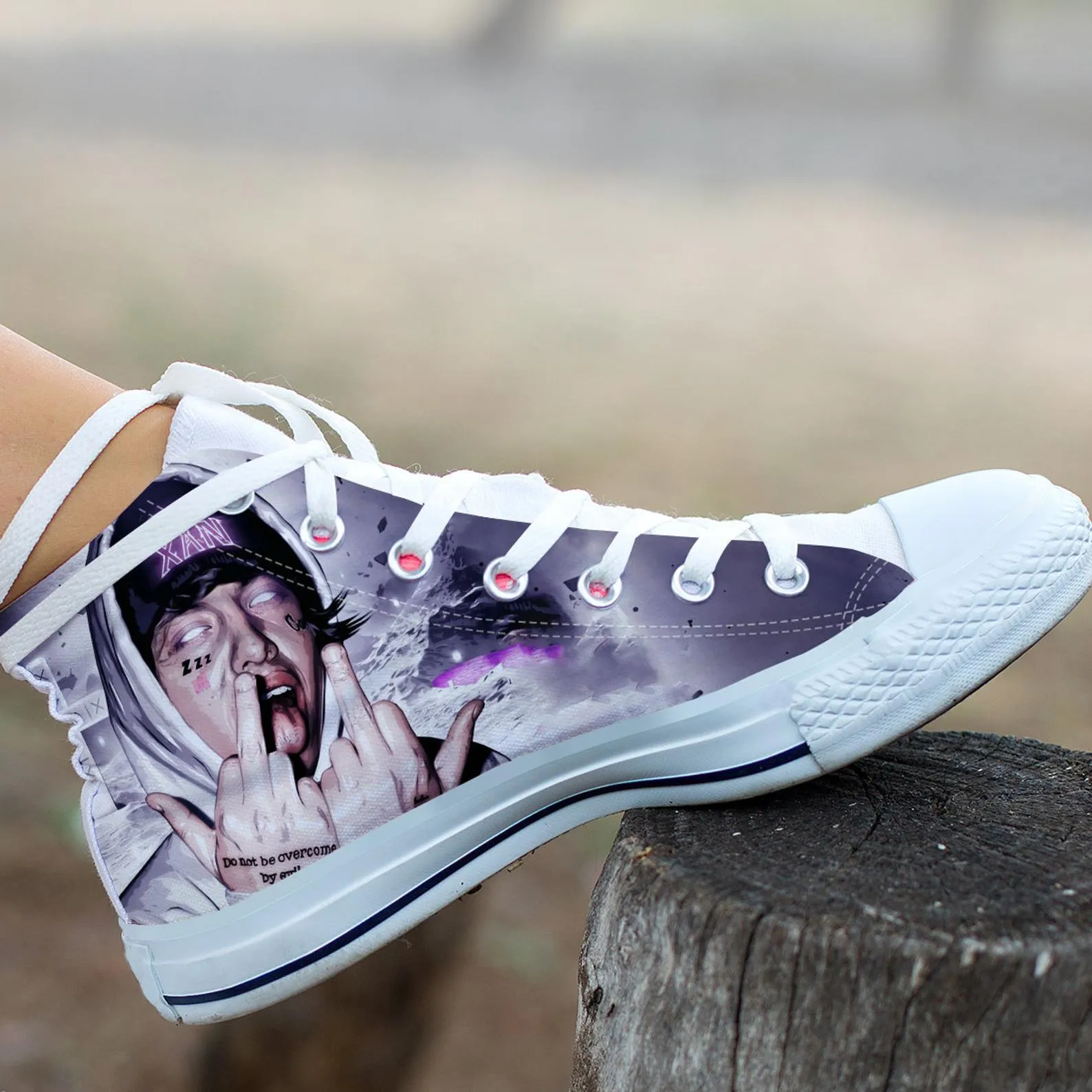 Lil Xan Custom Shoes, Custom Music Shoes, Music Hightops, Rapper Lil Xan Shoes, Hip Hop, Rapper Hi Tops