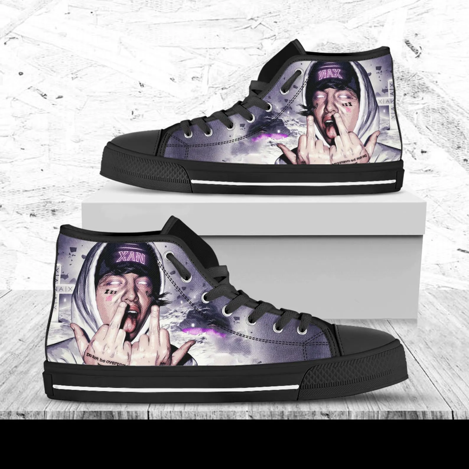 Lil Xan Custom Shoes, Custom Music Shoes, Music Hightops, Rapper Lil Xan Shoes, Hip Hop, Rapper Hi Tops