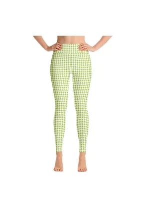 Lime Green Gingham Yoga Leggings