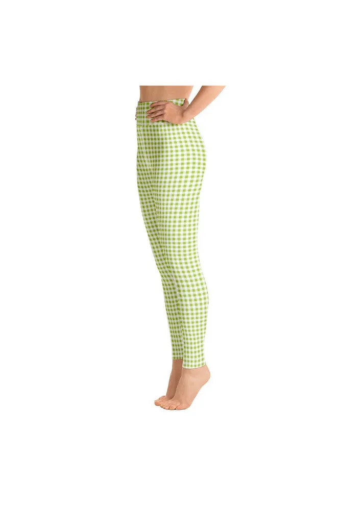 Lime Green Gingham Yoga Leggings