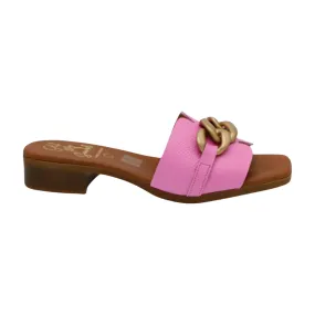 OH MY SANDALS Pink  Leather Slider Sandal 5348