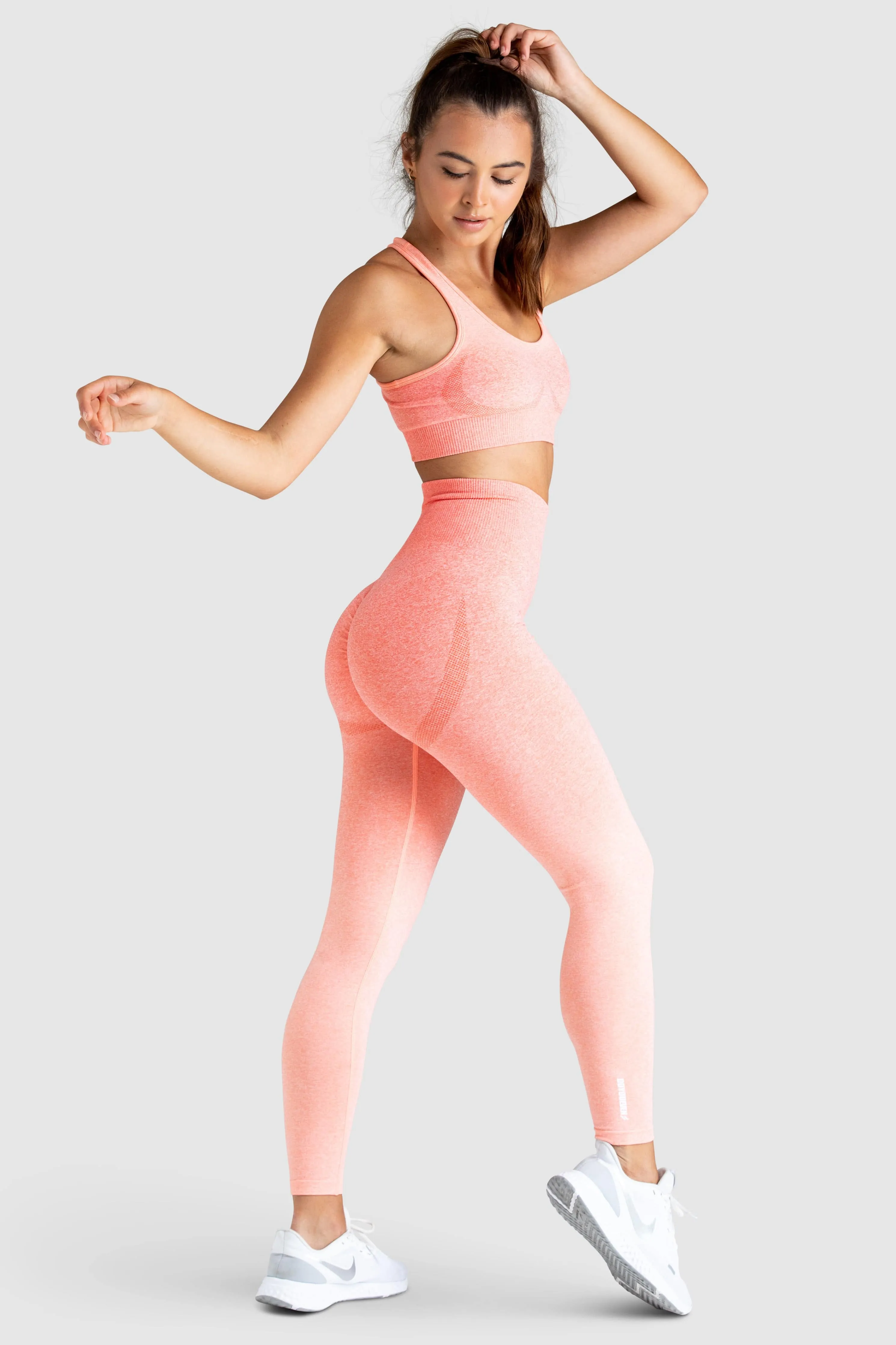 Ombre Scrunch Seamless Leggings - Coral