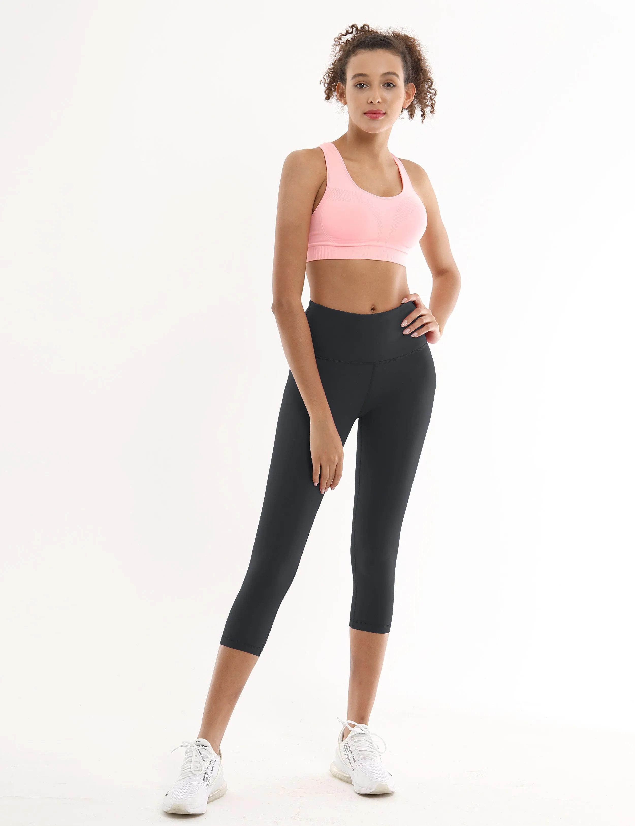 19" High Waist Crop Tight Capris shadowcharcoal