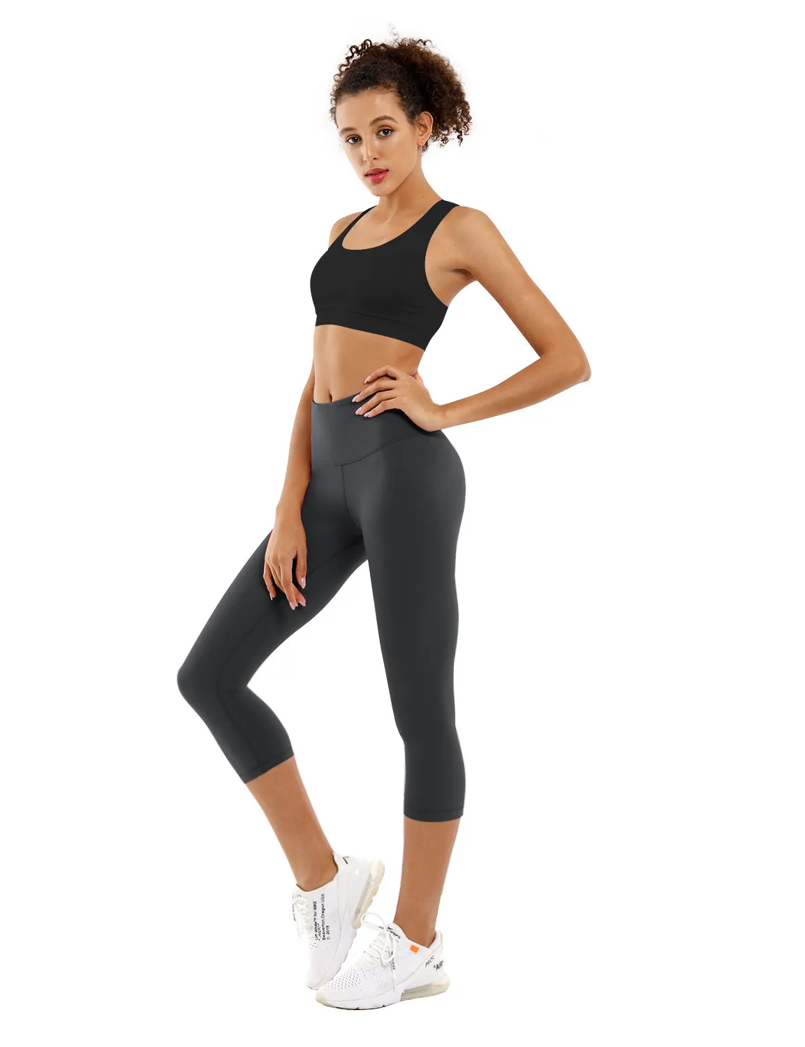 19" High Waist Crop Tight Capris shadowcharcoal