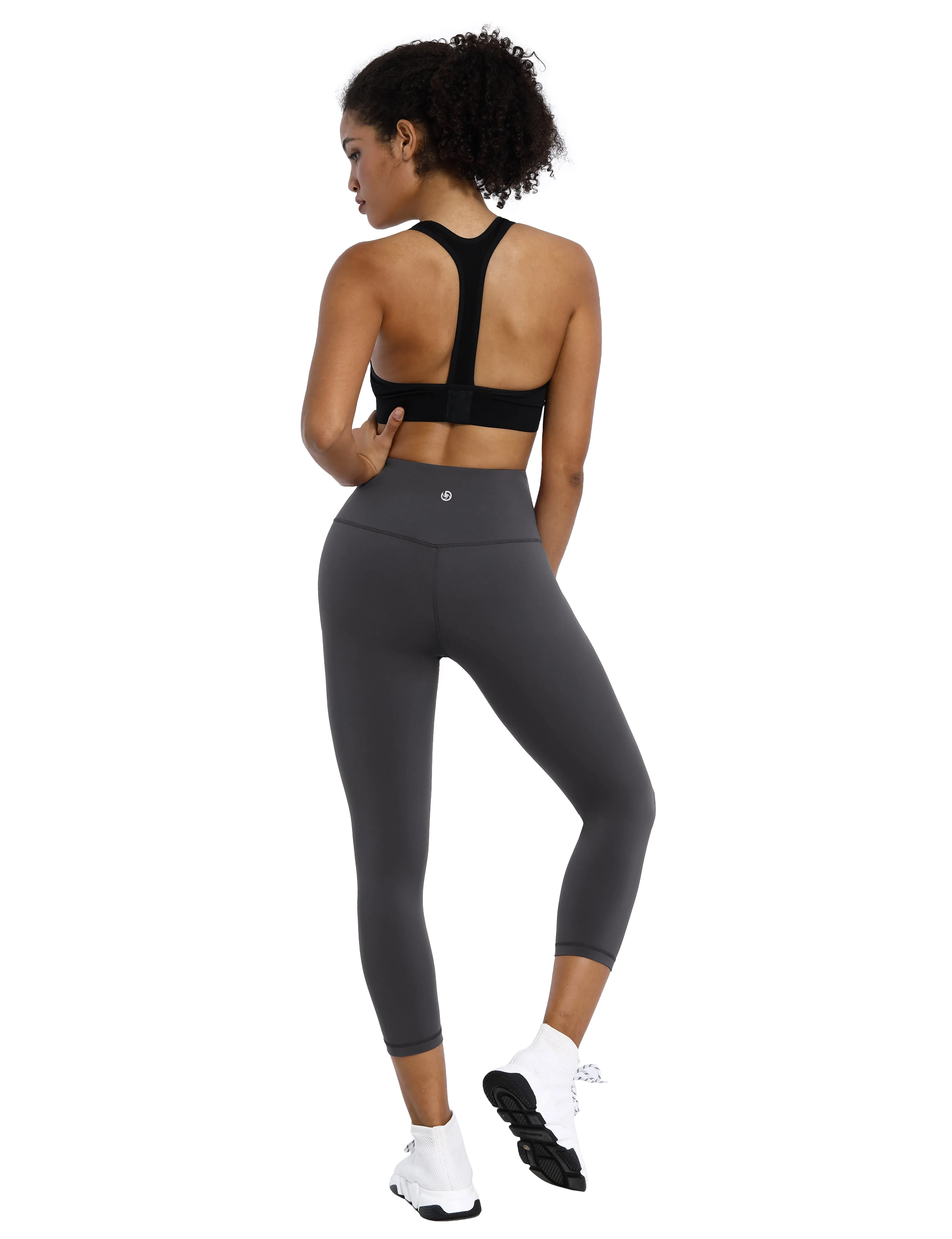 19" High Waist Crop Tight Capris shadowcharcoal