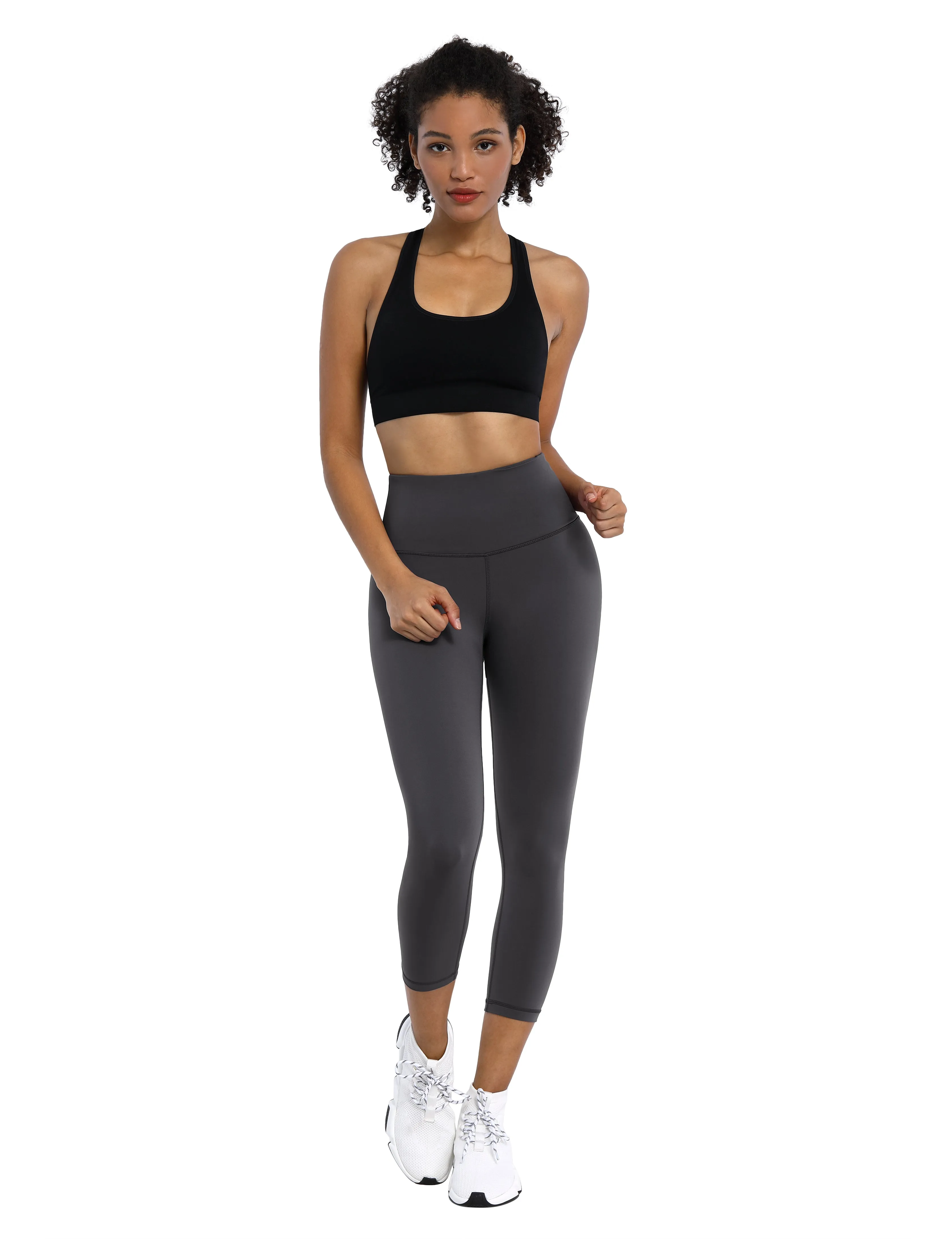 19" High Waist Crop Tight Capris shadowcharcoal