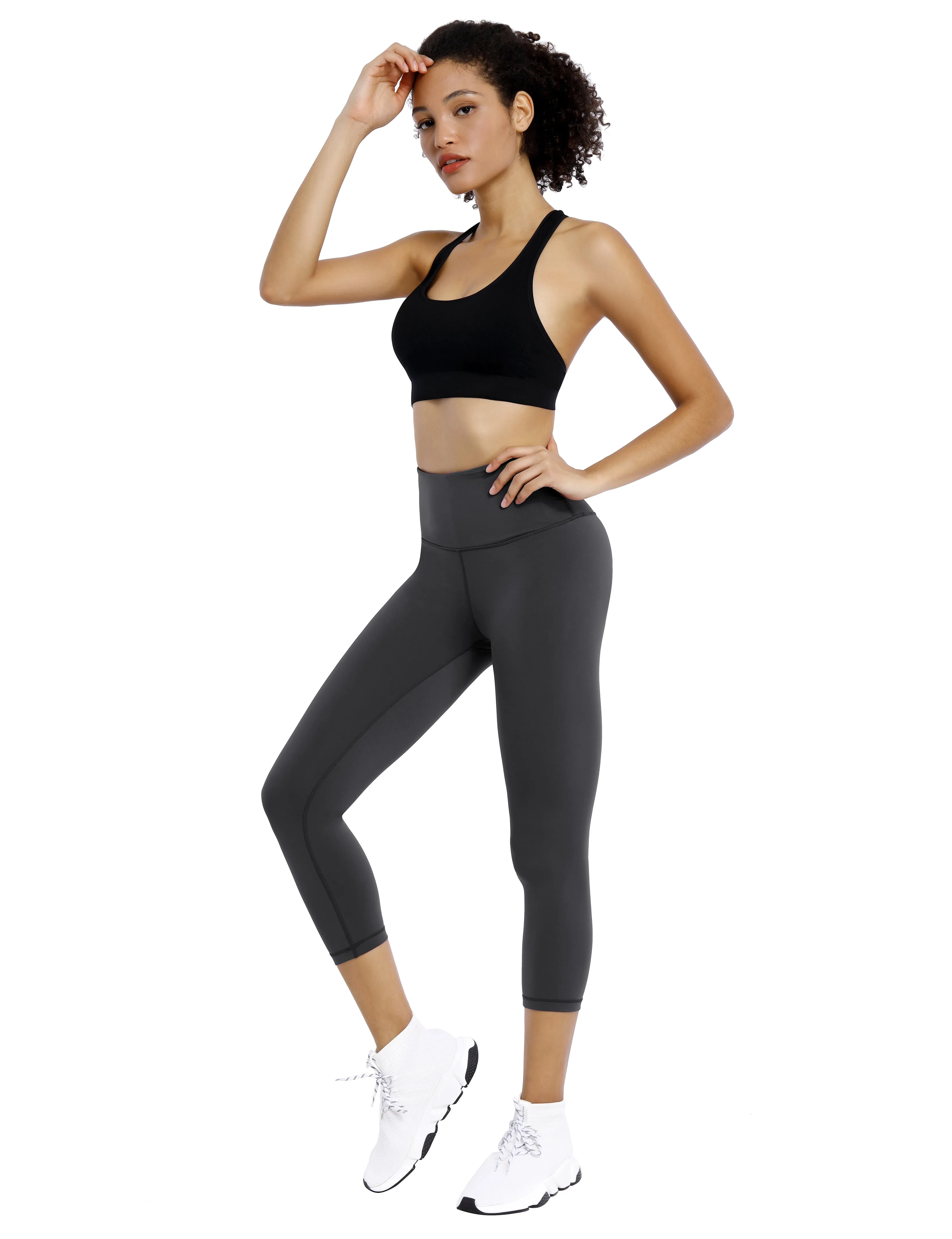 19" High Waist Crop Tight Capris shadowcharcoal