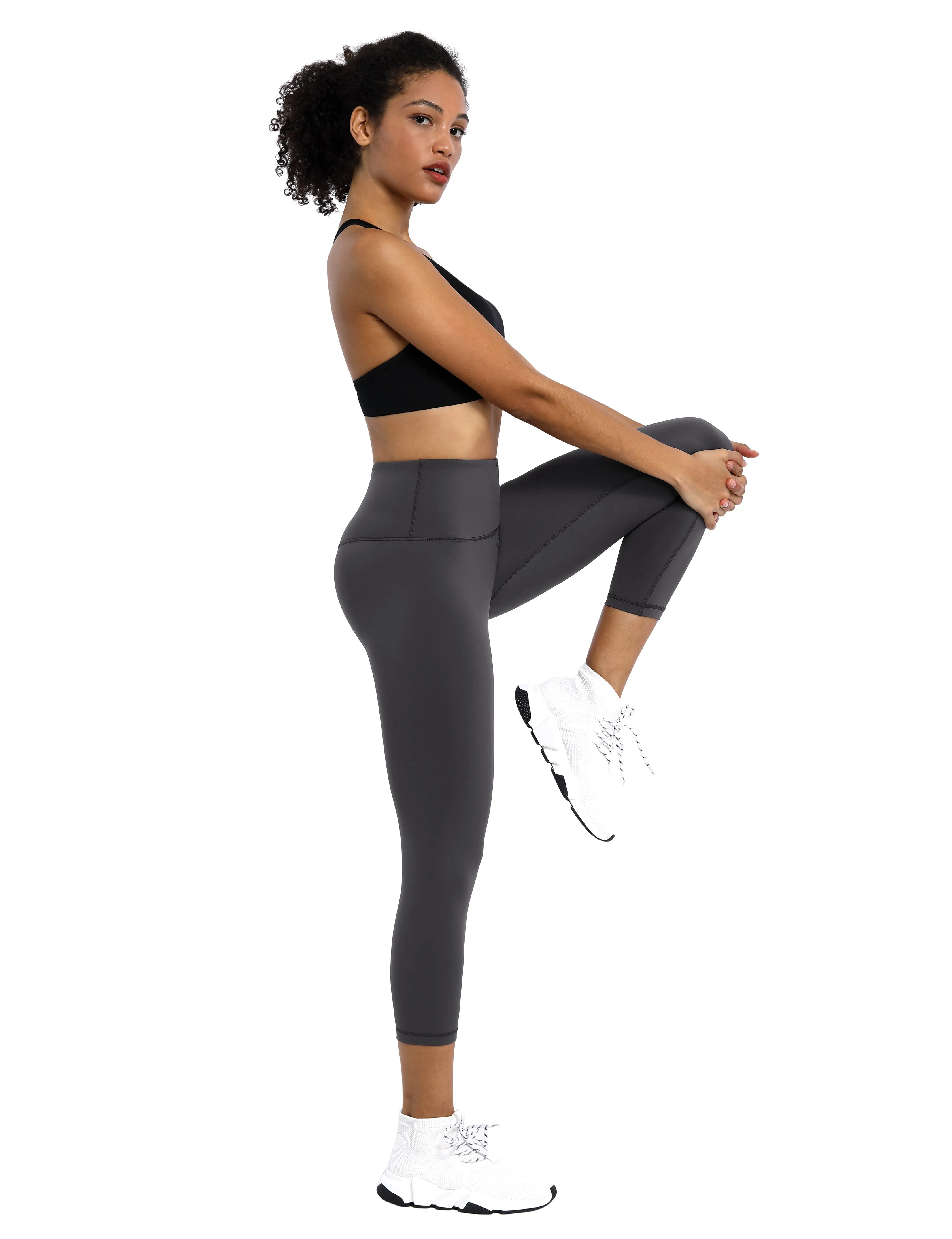 19" High Waist Crop Tight Capris shadowcharcoal