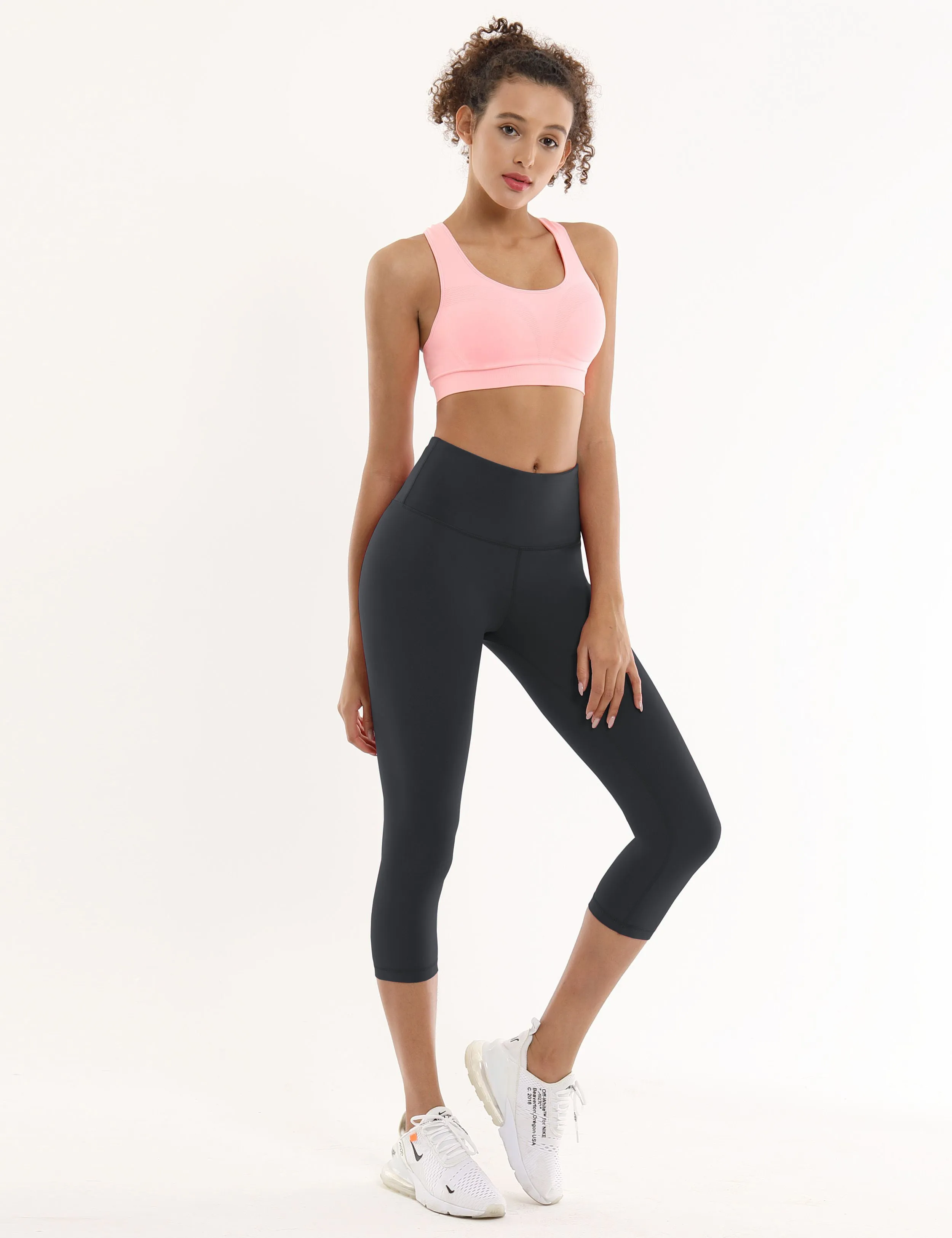 19" High Waist Crop Tight Capris shadowcharcoal