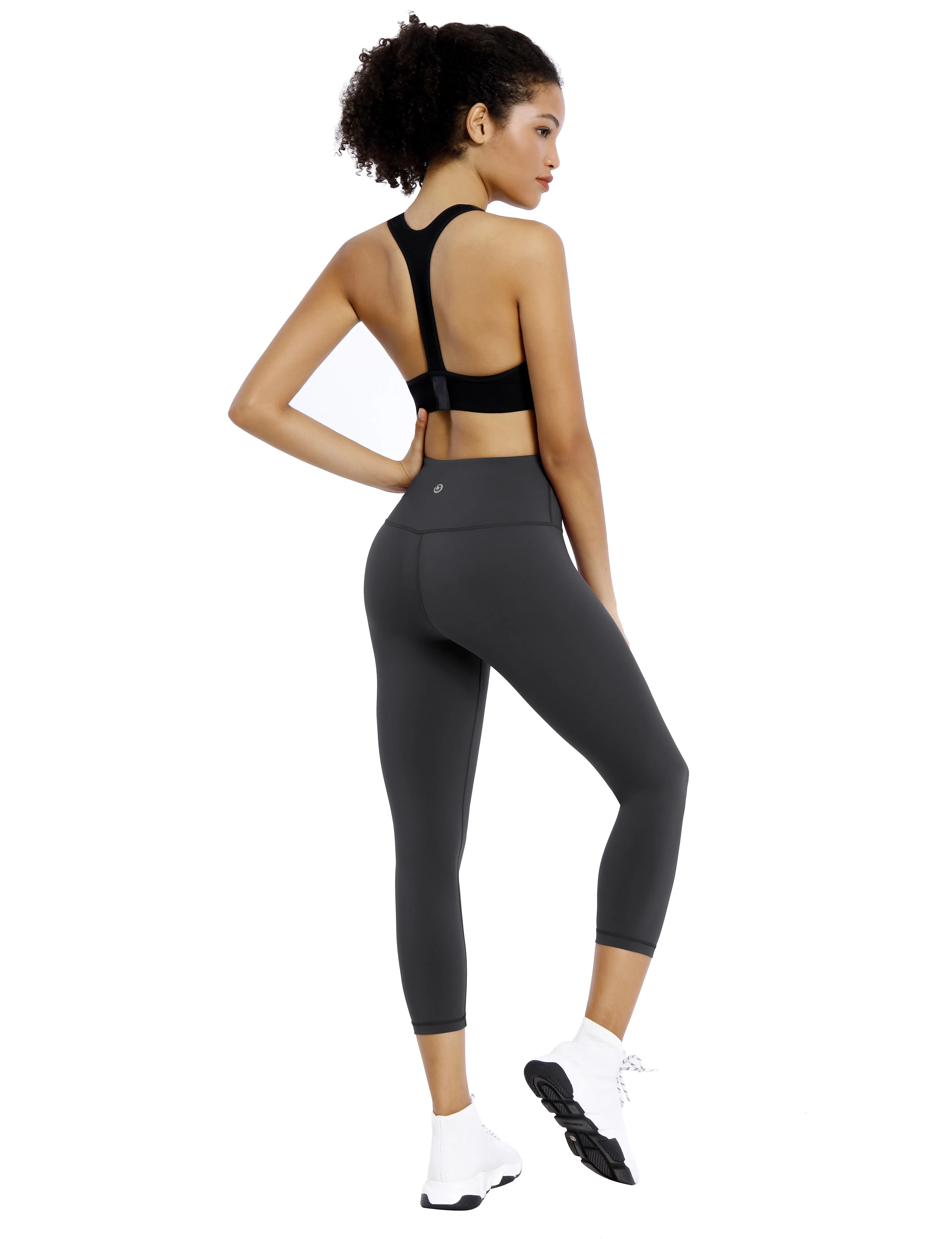 19" High Waist Crop Tight Capris shadowcharcoal