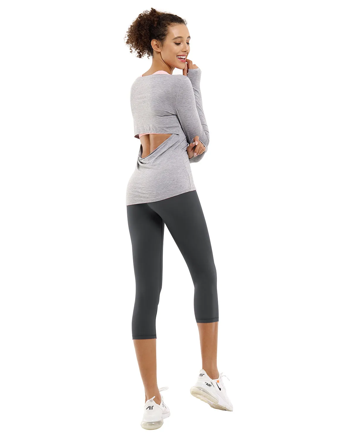 19" High Waist Crop Tight Capris shadowcharcoal