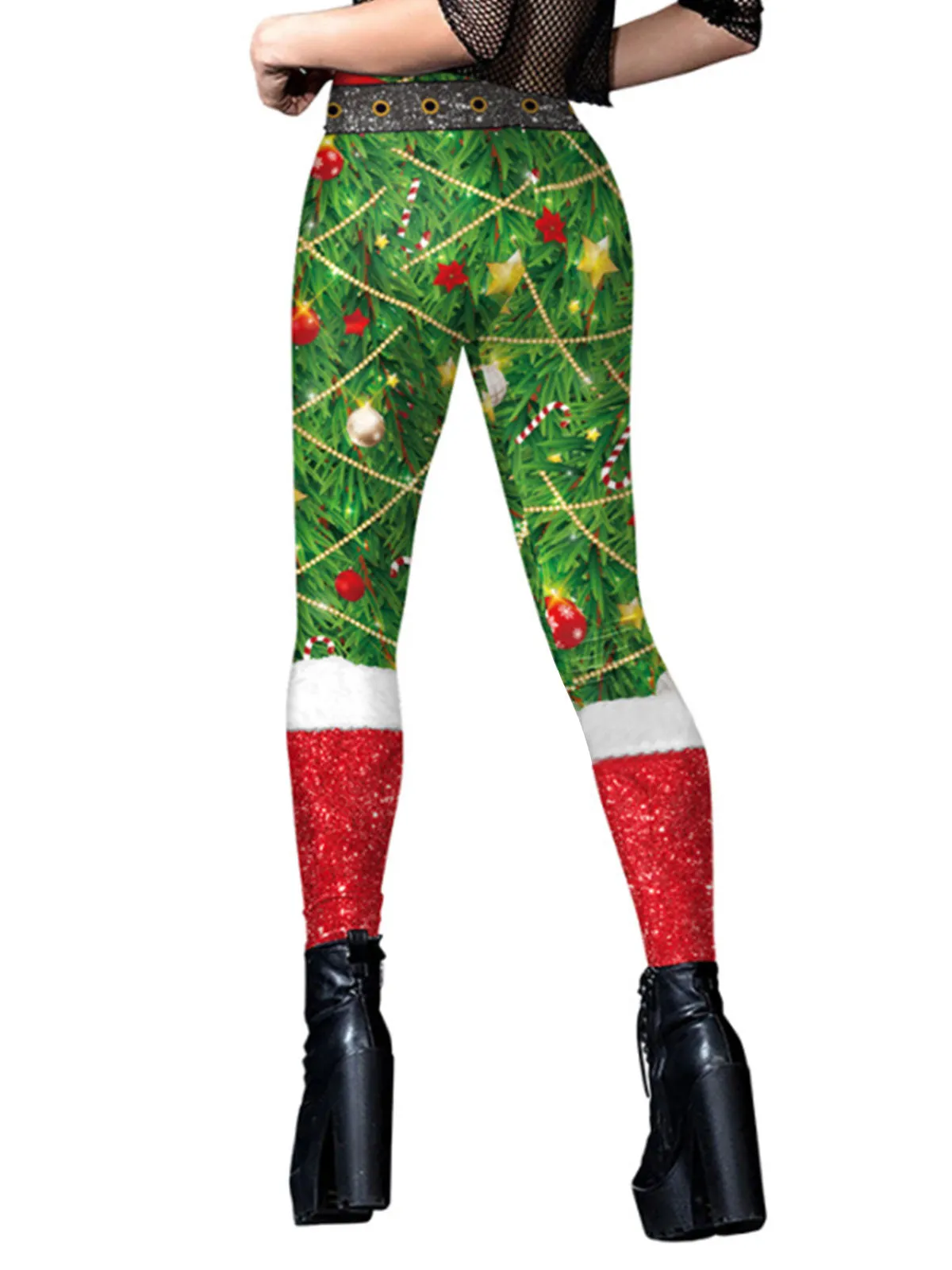 1960s Christmas Classic Element Elastic Leggings