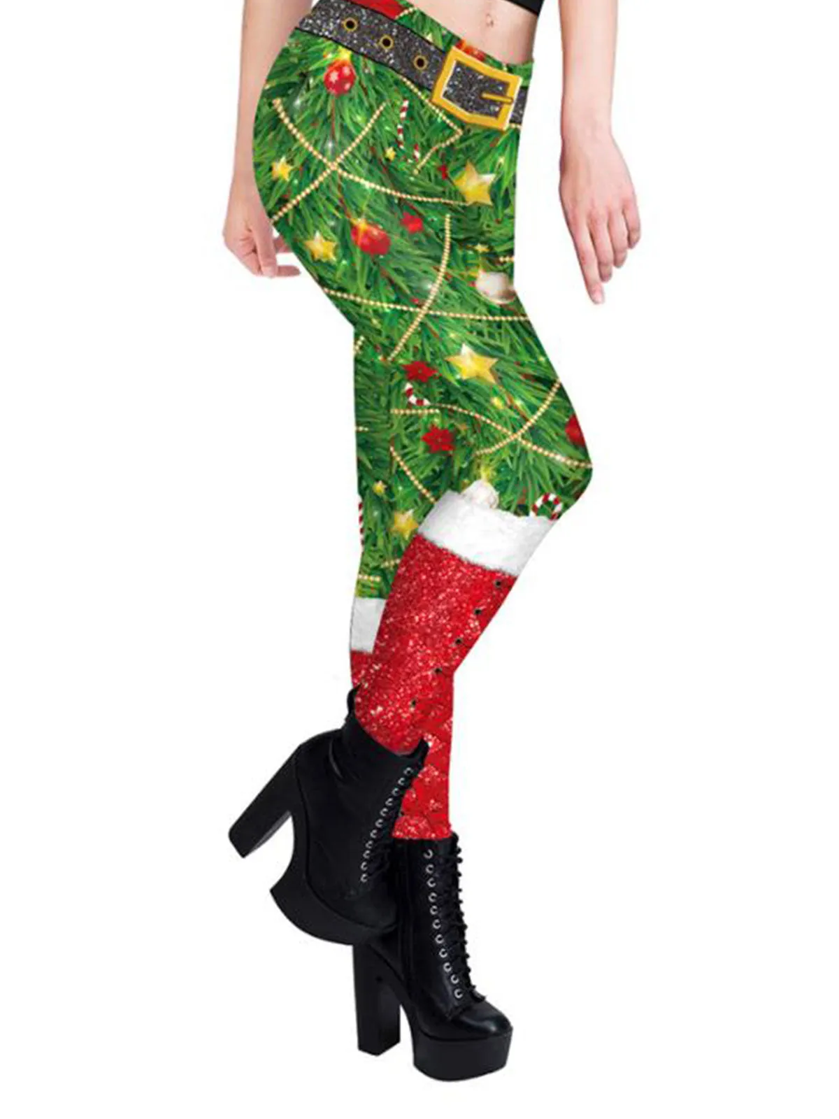 1960s Christmas Classic Element Elastic Leggings