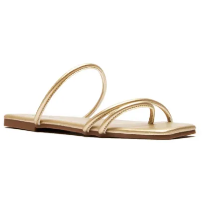 QUPID Flashy Champagne Strappy Sandal