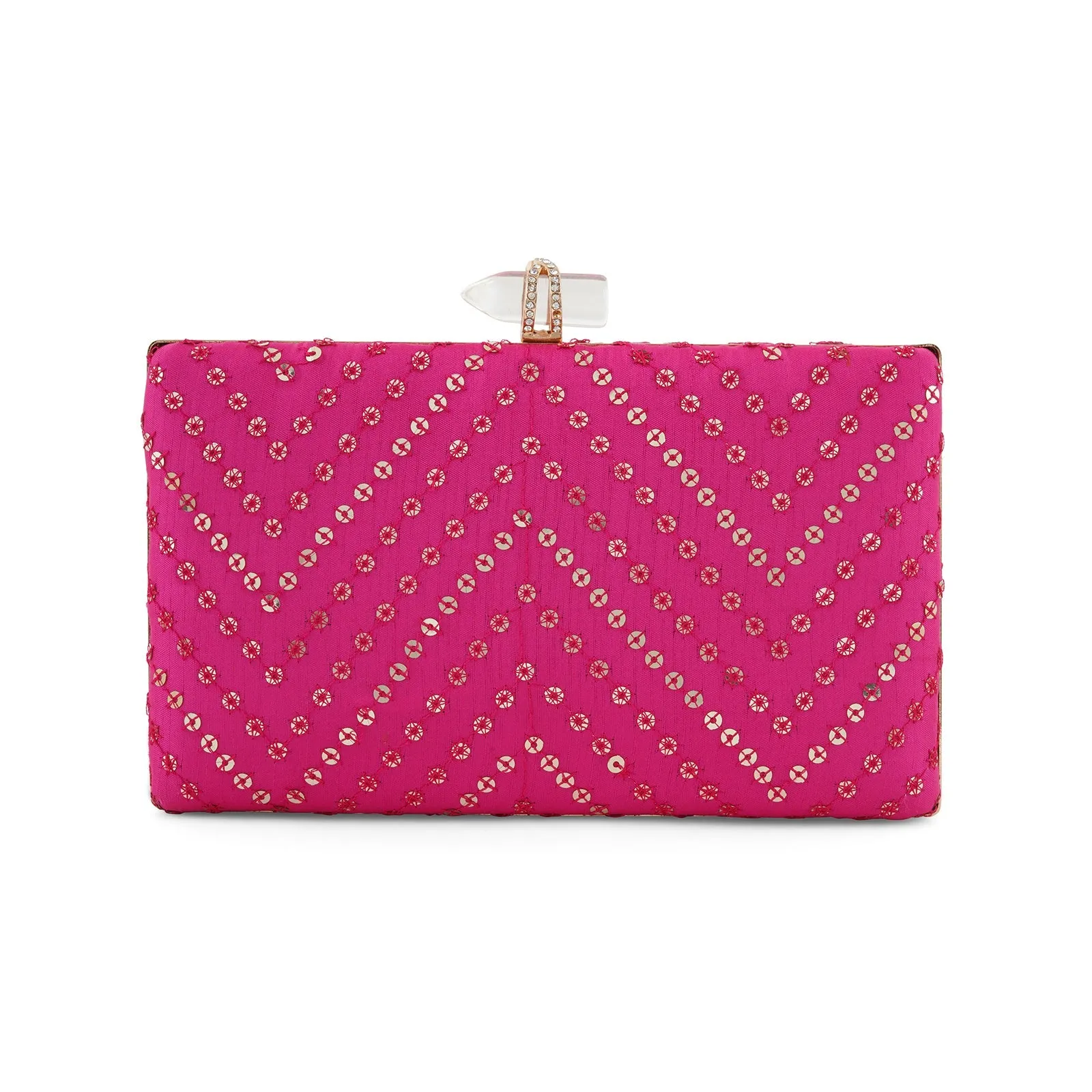 Starry Night Pink Sequin Embroidered Clutch