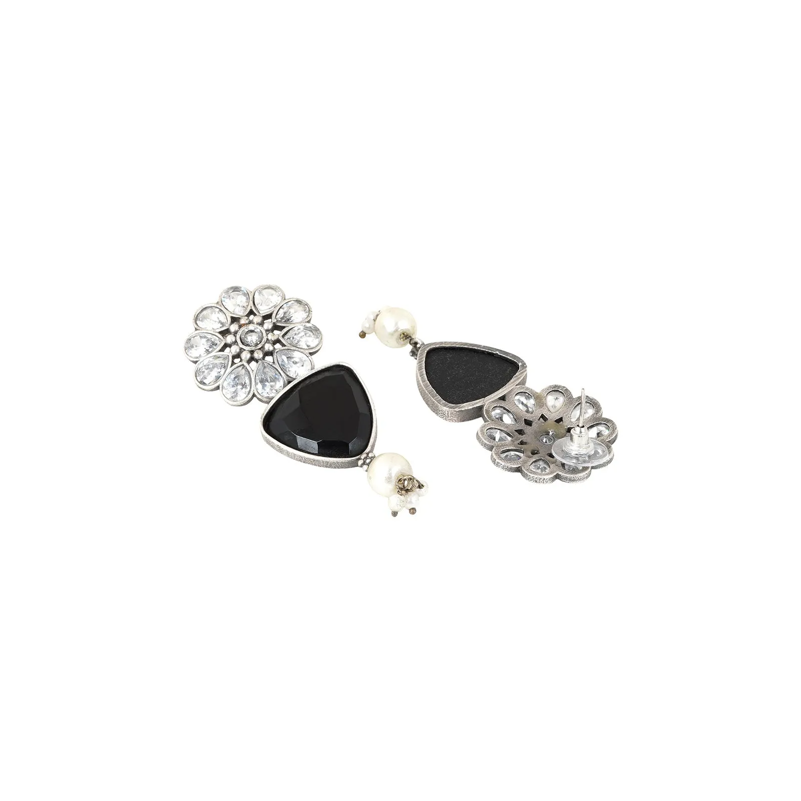 Teejh Ashikaa Black and White Silver Oxidised Earring