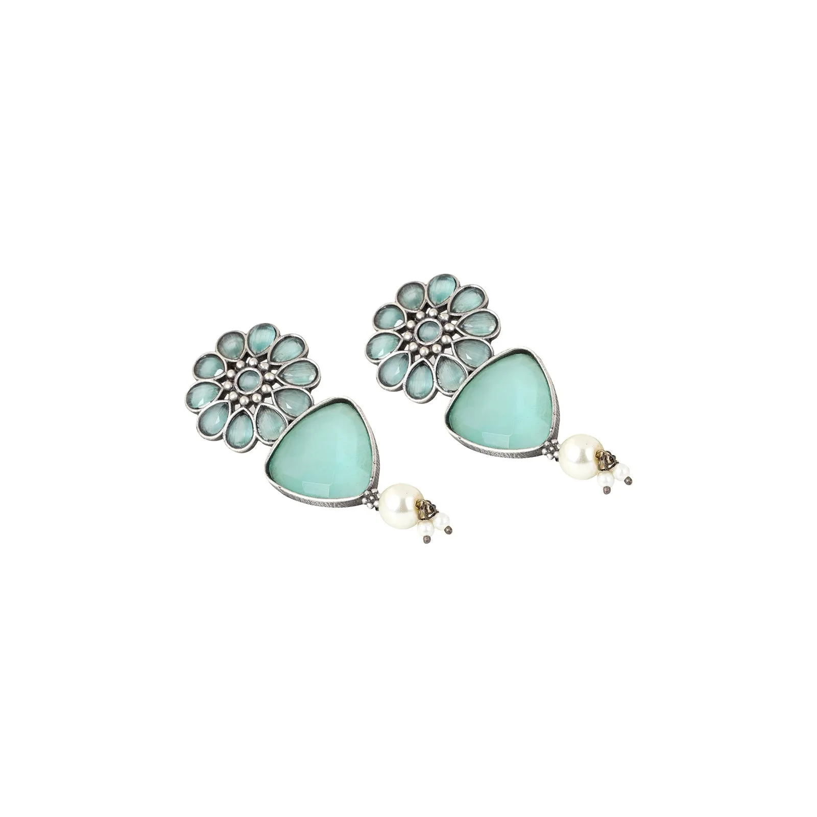 Teejh Ashikaa Green Silver Oxidised Earring